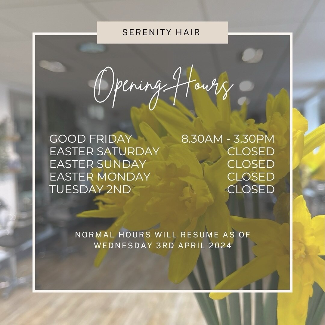 BANK HOLIDAY WEEKEND 🐰🐥
⠀⠀⠀⠀⠀⠀⠀⠀⠀
The salon will be closed until Wednesday 3rd at 9am.
We hope you all have a lovely weekend and a happy easter.
⠀⠀⠀⠀⠀⠀⠀⠀⠀
🌿❤️