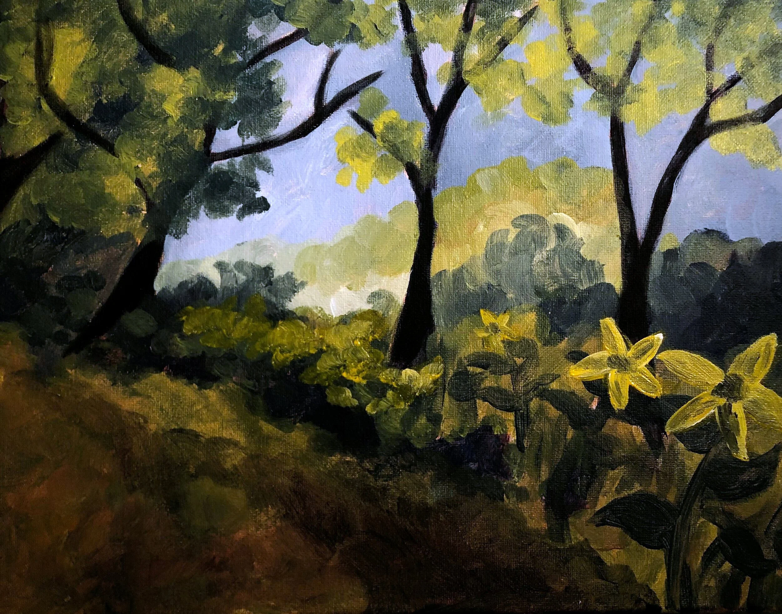 wild sunflower on the river bank, 14"x11", oil on canvas, 2020