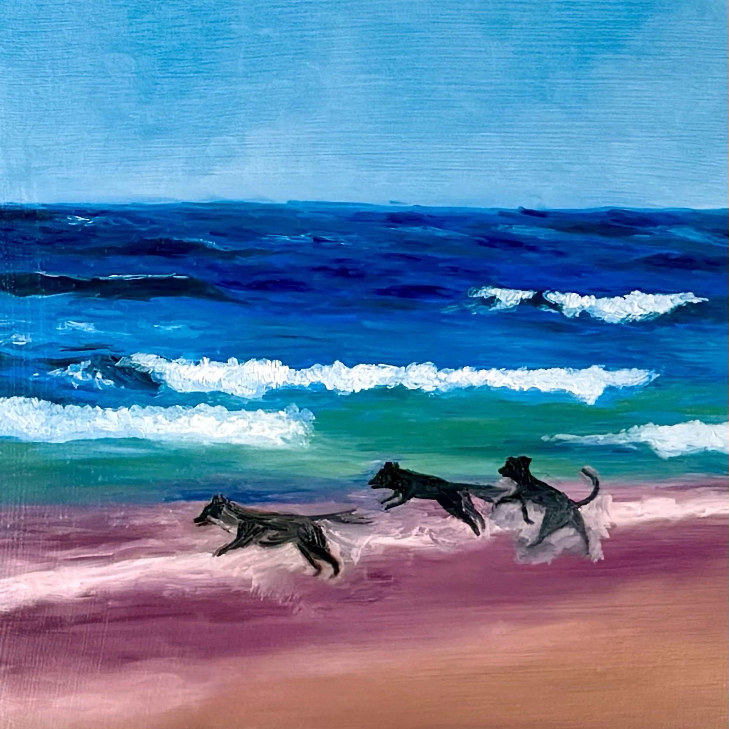 beach day, 8"x8", oil on wood panel, 2025