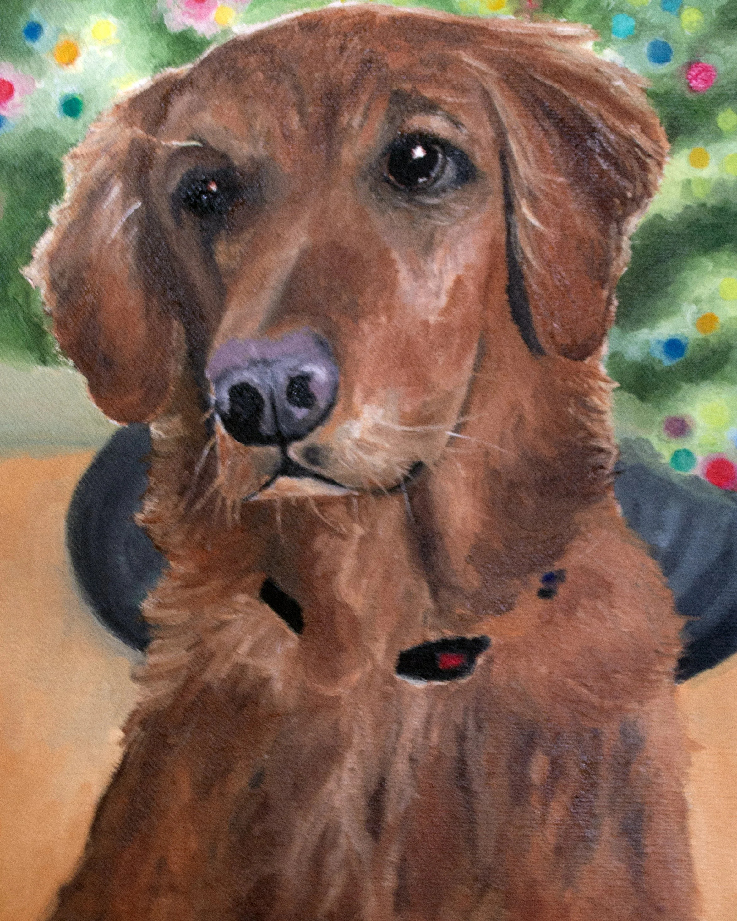 custom dog portrait, 8"x10", oil on canvas, 2025