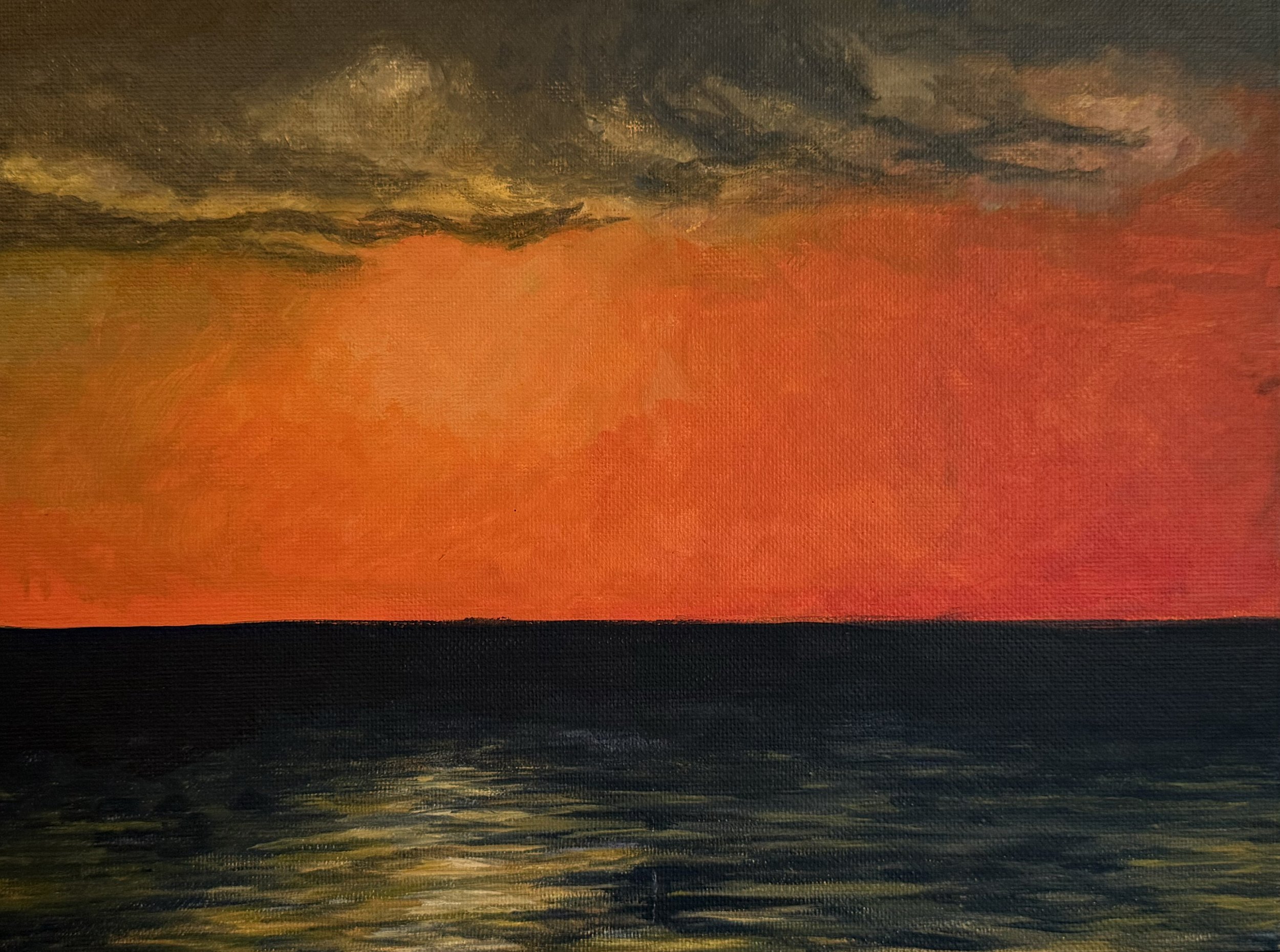 lake sunset #1, 9"x12", acrylic on canvas, 2017