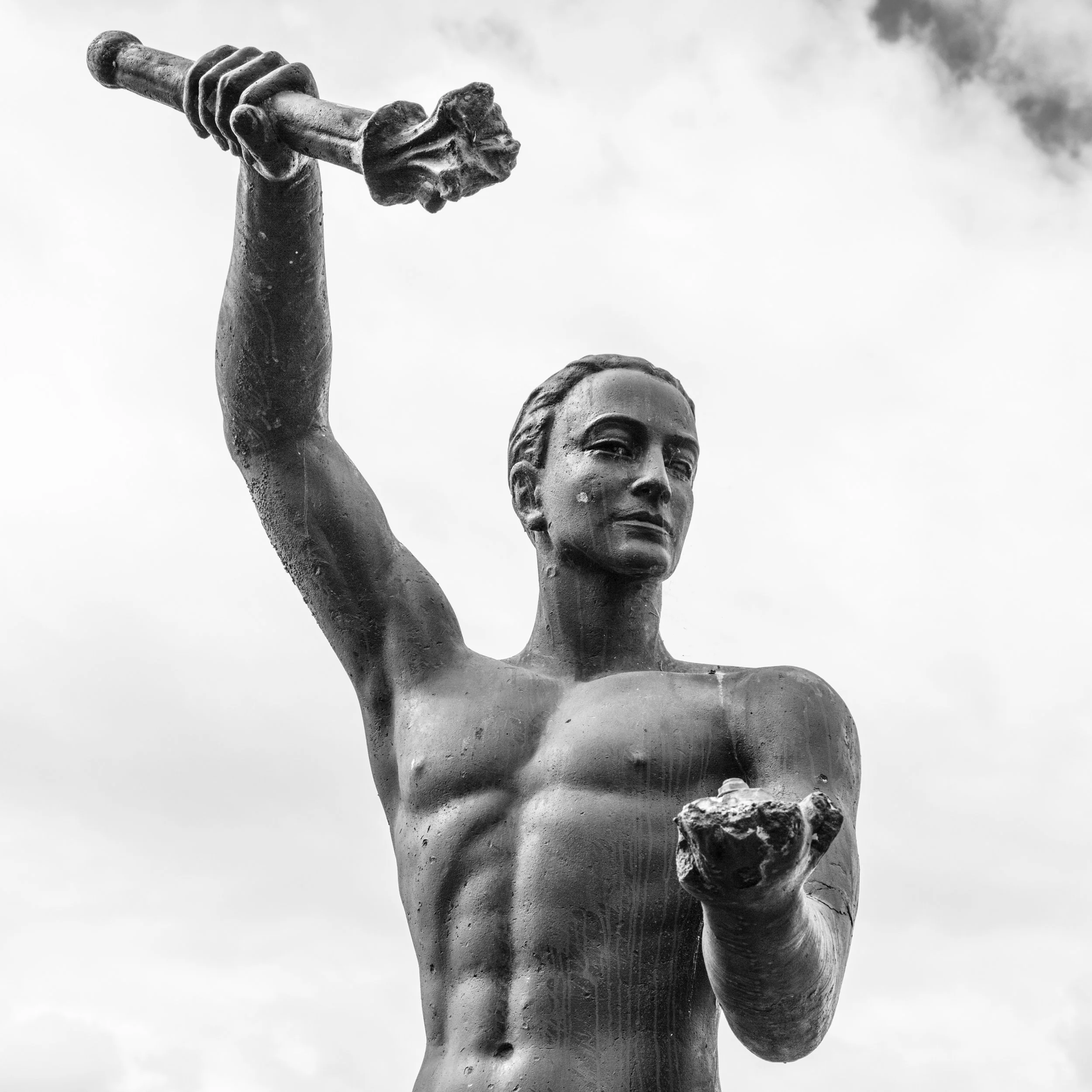 Brett Cody Rogers, Prometheus, Bringing Fire to Earth by Nína Sæmundsson, MacArthur Park, 2025, archival pigment print on Hahnemuhle Photo Rag Baryta paper, image Size 16x16 in., paper size 22x17 in., edition of 5, 2 AP