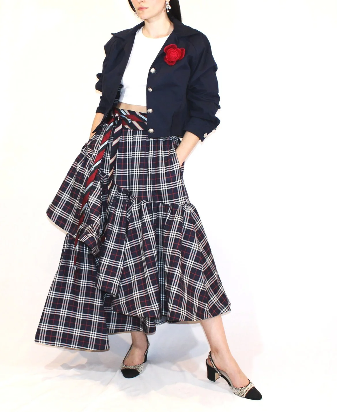 Noelle Skirt Navy Plaid