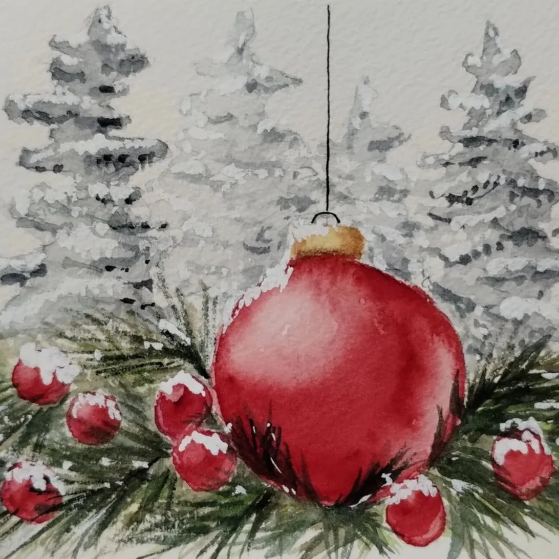 Watercolor Holiday Scene
