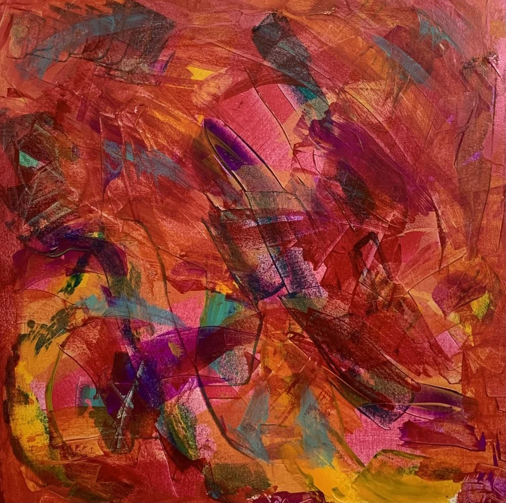 Red Wash 1, acrylic on canvas, 24 x 24"