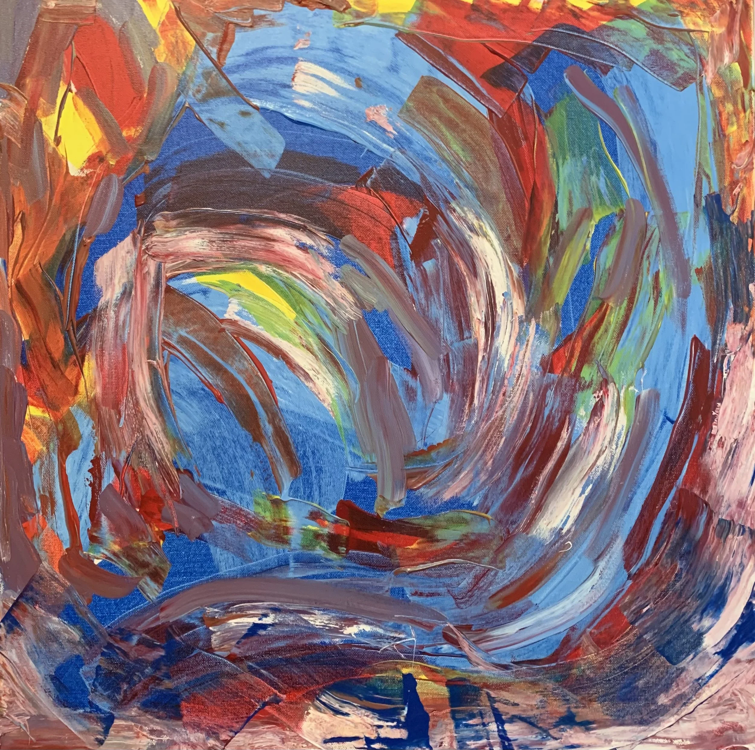 Red Wash, acrylic on canvas, 24 x 24"