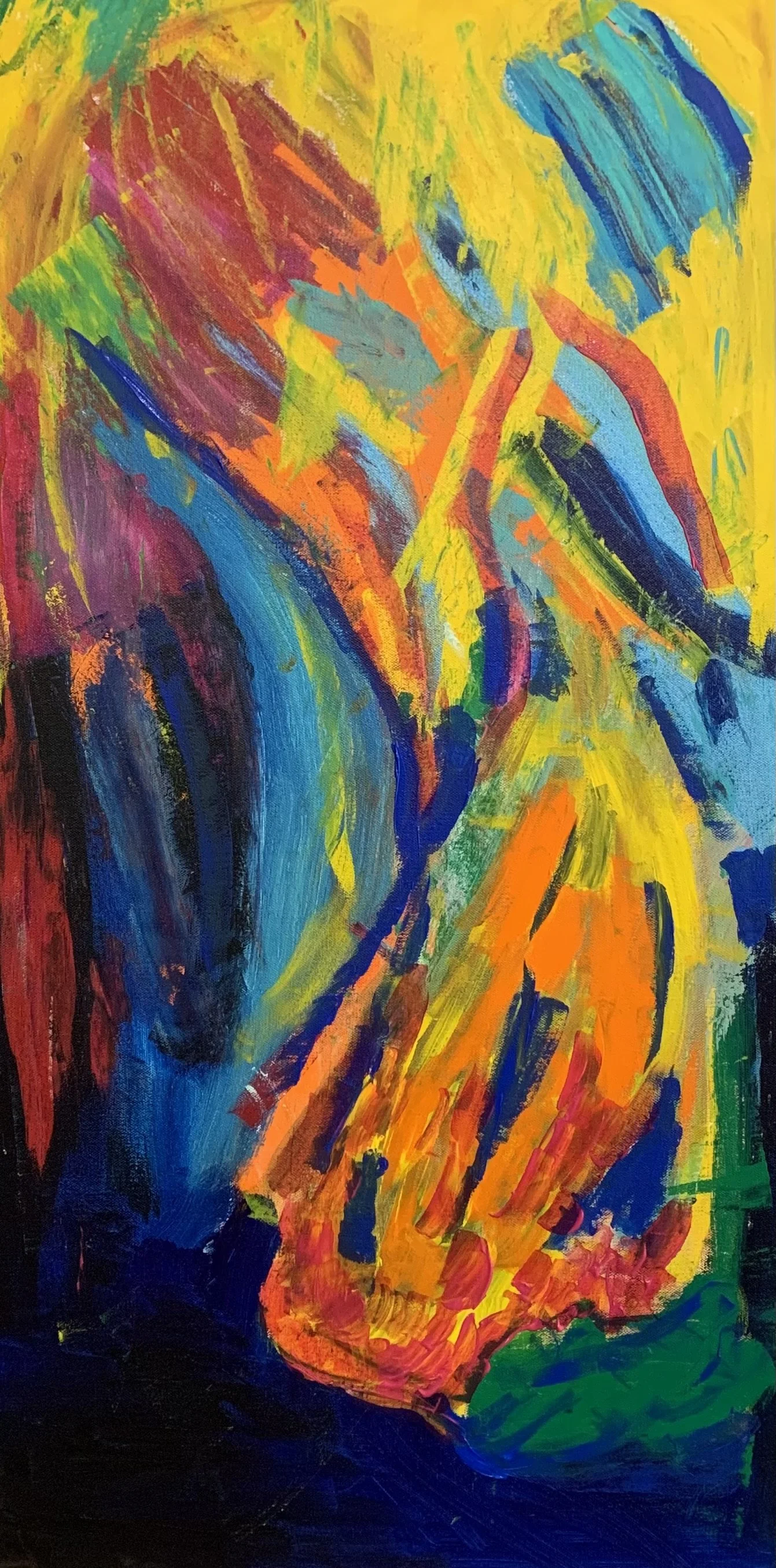 Fire and Ice, acrylic on canvas, 36 x 18"