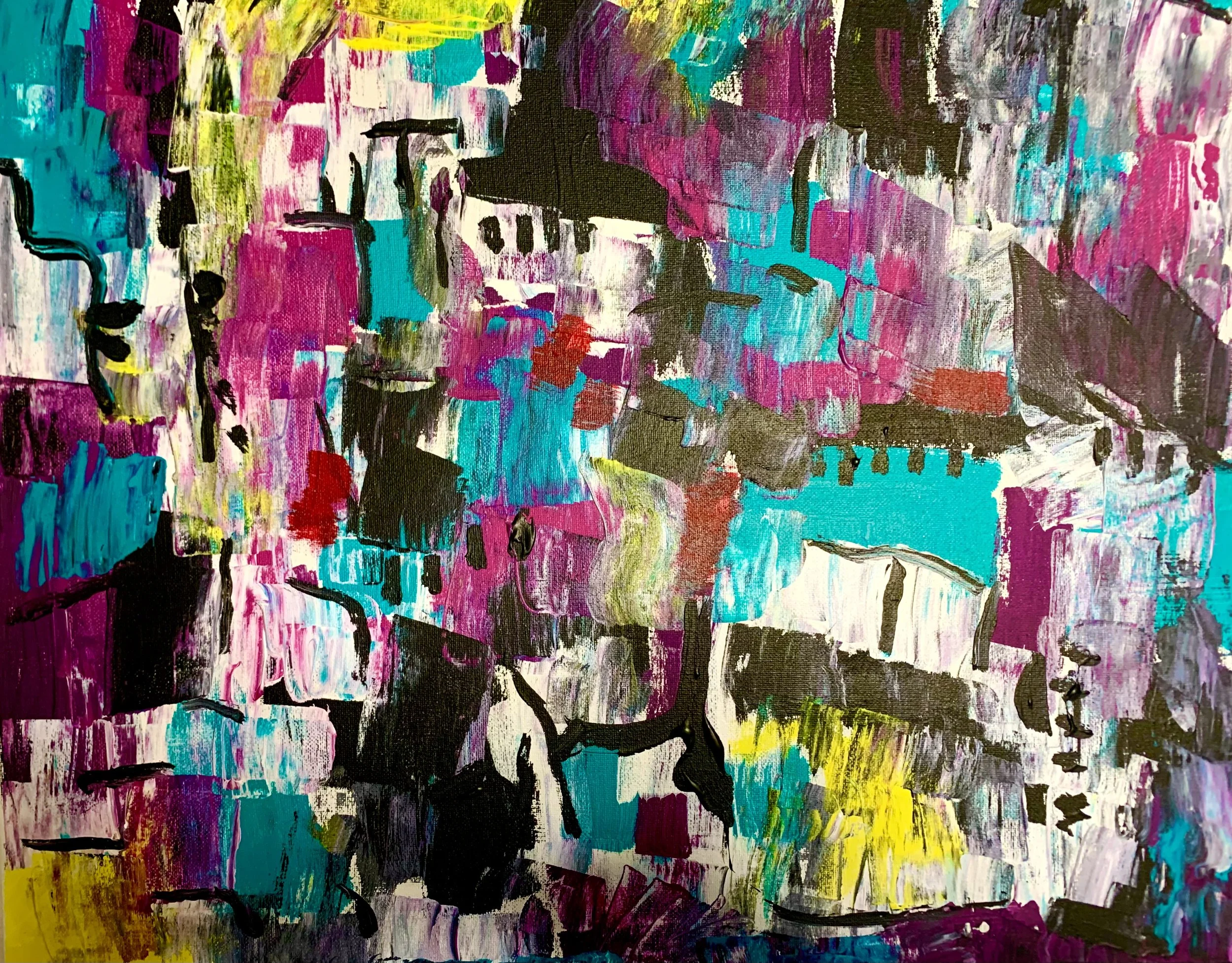 Chaos or Control, acrylic on canvas, 16 x 20"