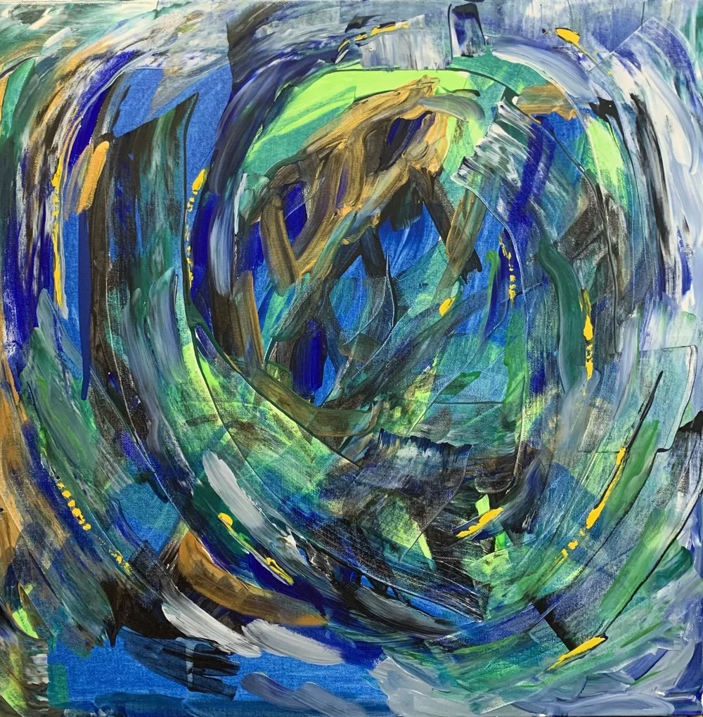 Blue Wash, acrylic on canvas, 24 x 24"