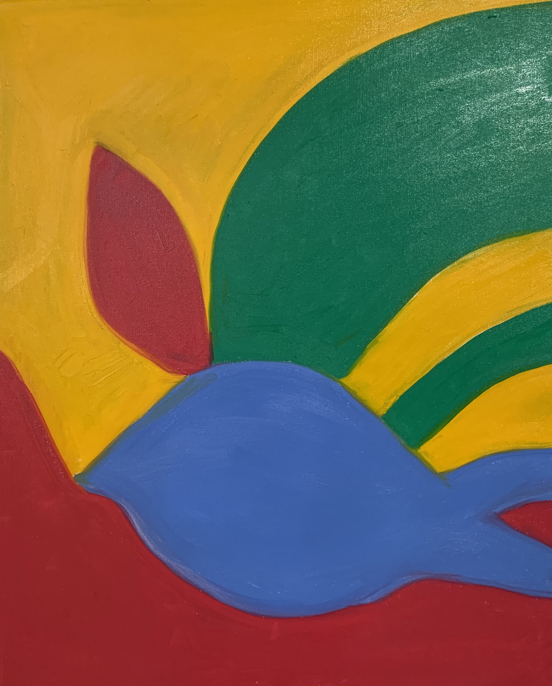 Primary Plus, oil stick on canvas, 30 x 20"