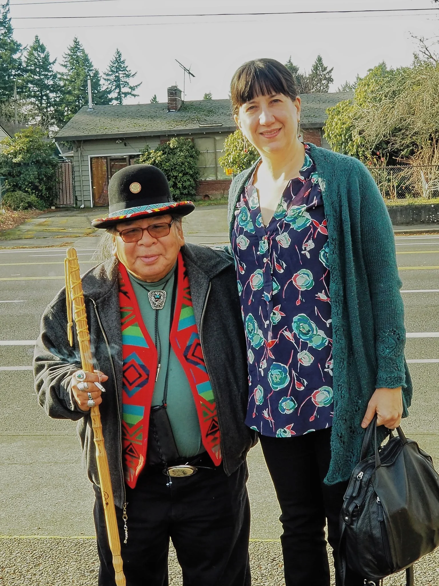 With Shoshone-Bannock poet and storyteller Ed Edmo