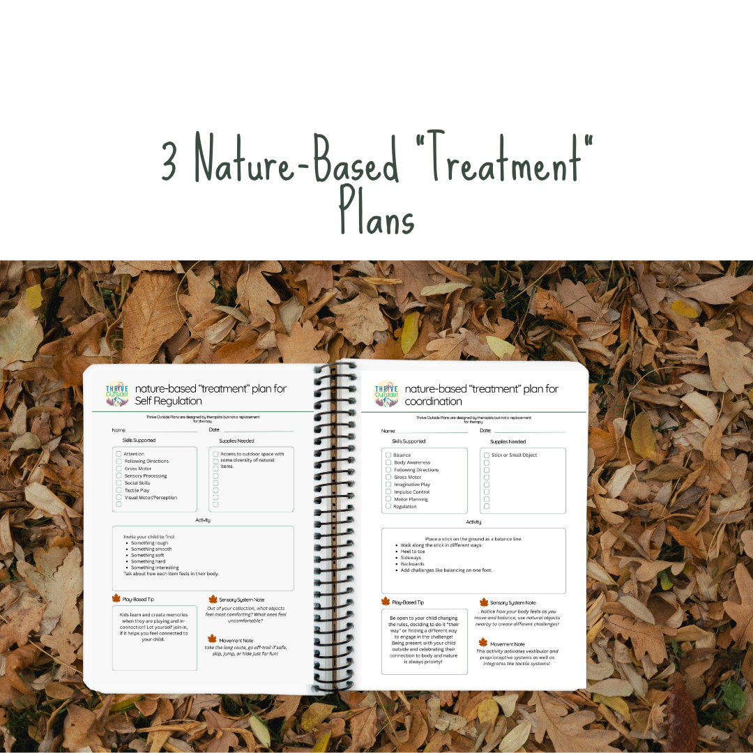 Nature-Based Treatment plans are adapted from full clinical plans to create a simple, parent-friendly template for connection and support while you are outdoors with your child
