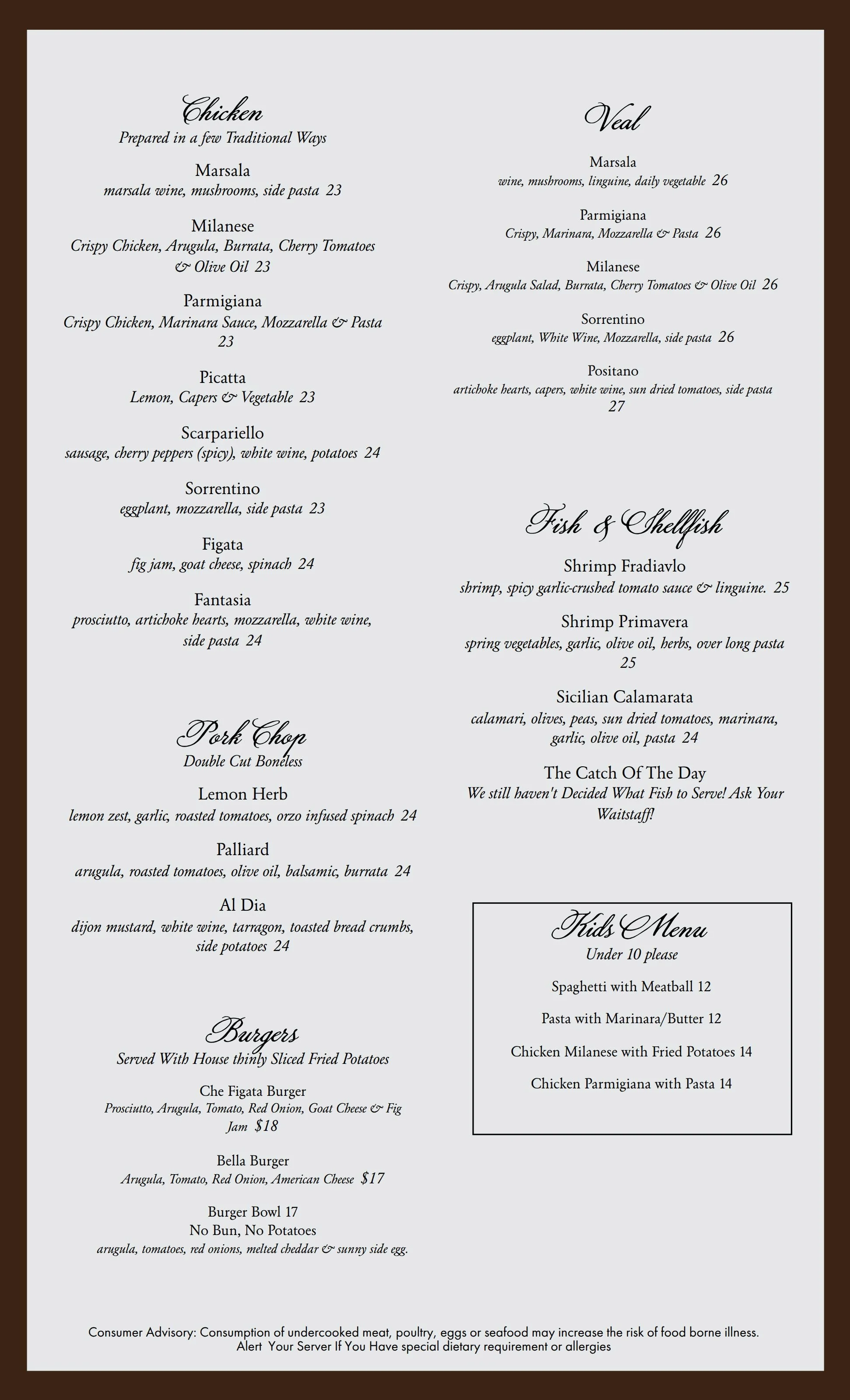 Spring Menu 2026 — Che Figata Bistro