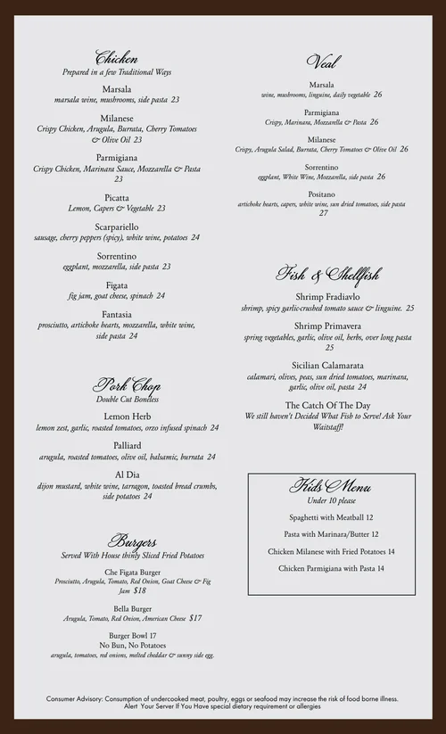 Spring Menu 2026 — Che Figata Bistro