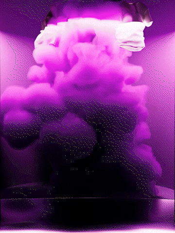 A large purple and black cloud of smoke or vapor with a glowing purple light emanating from behind.