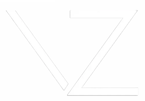 Stylized black and white abstract logo with a V and Z shape.
