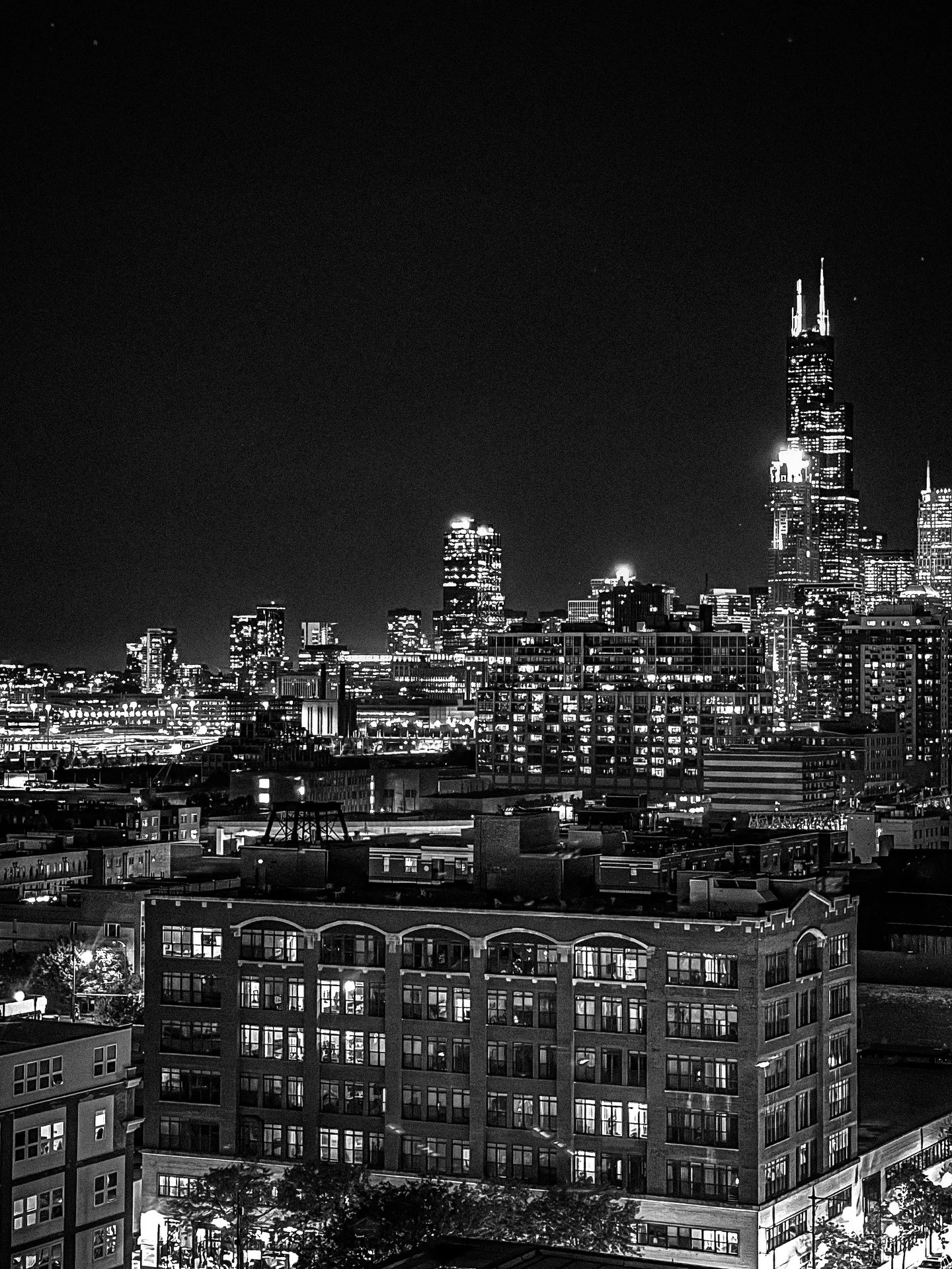 Night Lights of Chicago // BW
