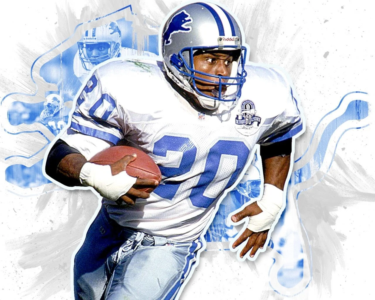 Throwback to a Barry Sanders design I did for my dad. The background was separate from the foreground. The foreground was just Barry. To this day, still my favorite RB to have watched play. (Sorry Emmitt Smith, definitely up there, too &hellip; Go Ga
