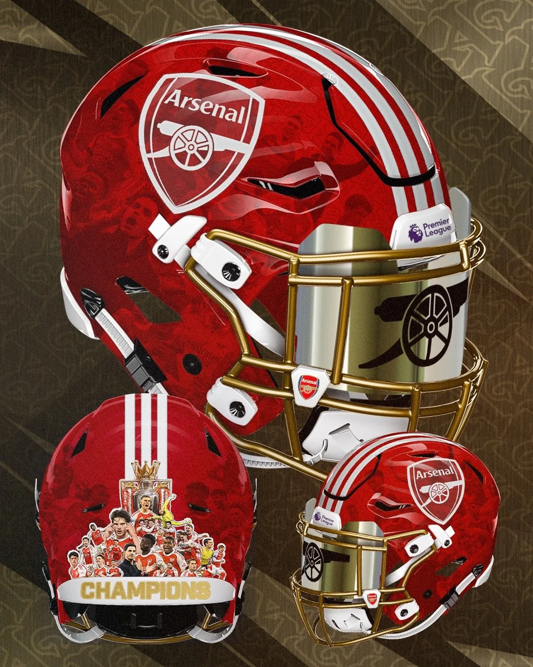 ARSENAL 🔥❤️ Champions, again, at last!! Congratulations to the @arsenal /// I design football helmets for a living, so I wanted to throw one together to commemorate the best club in the world being crowned champions of the EPL! It&rsquo;s been a cra