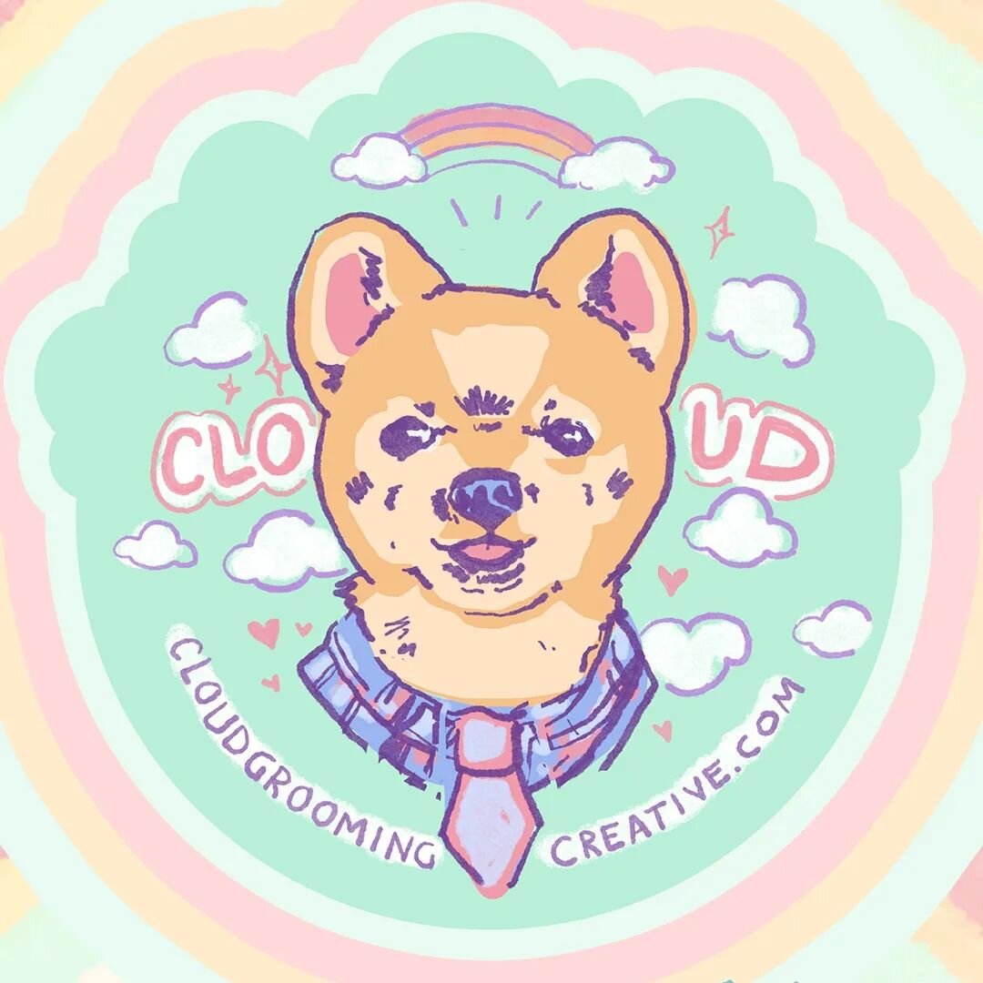 cute new design for @cloud_grooming merch 💓
ft Harvey the pom! 🐻