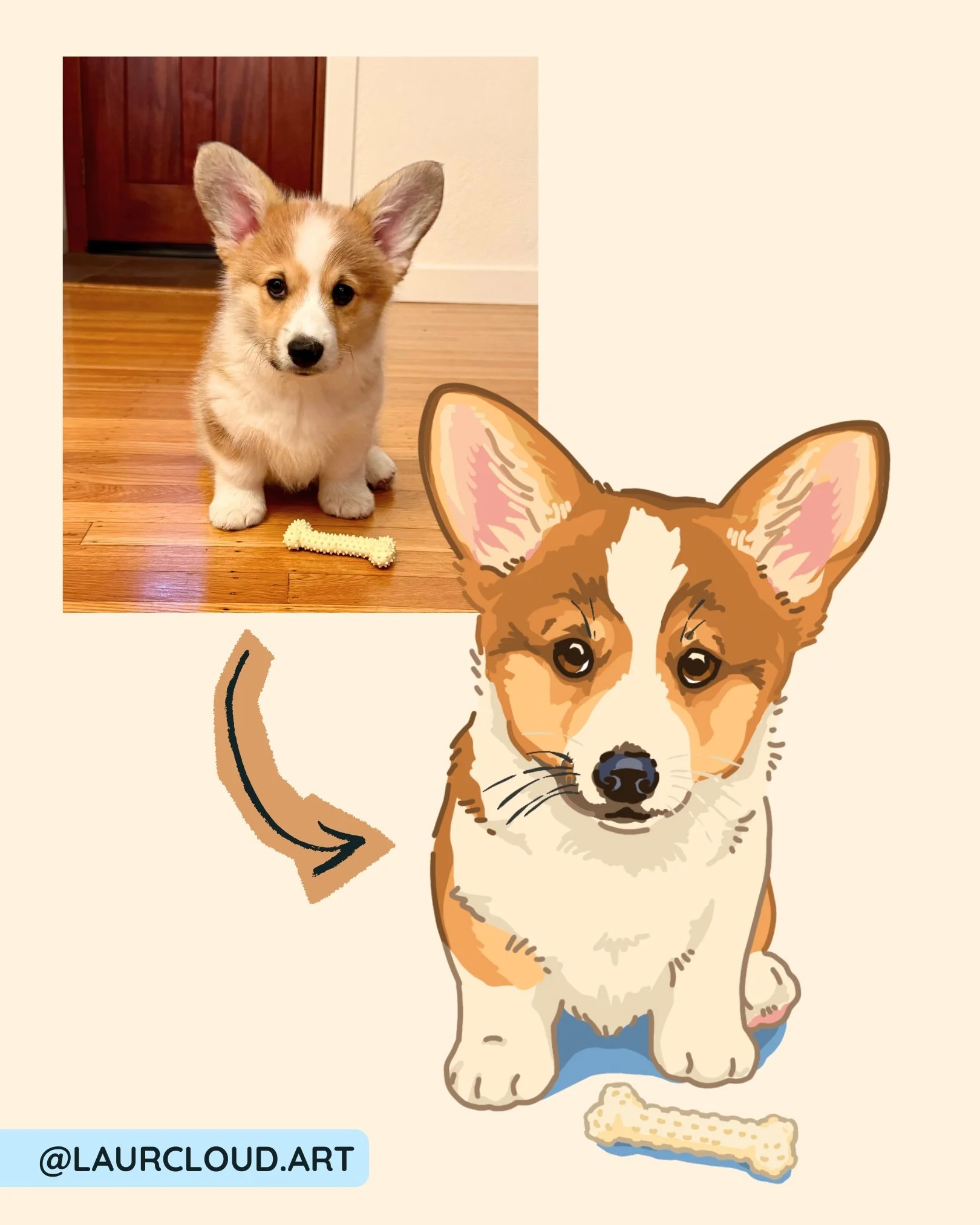 custom pet portrait artist modern style corgi - harri 3.jpg
