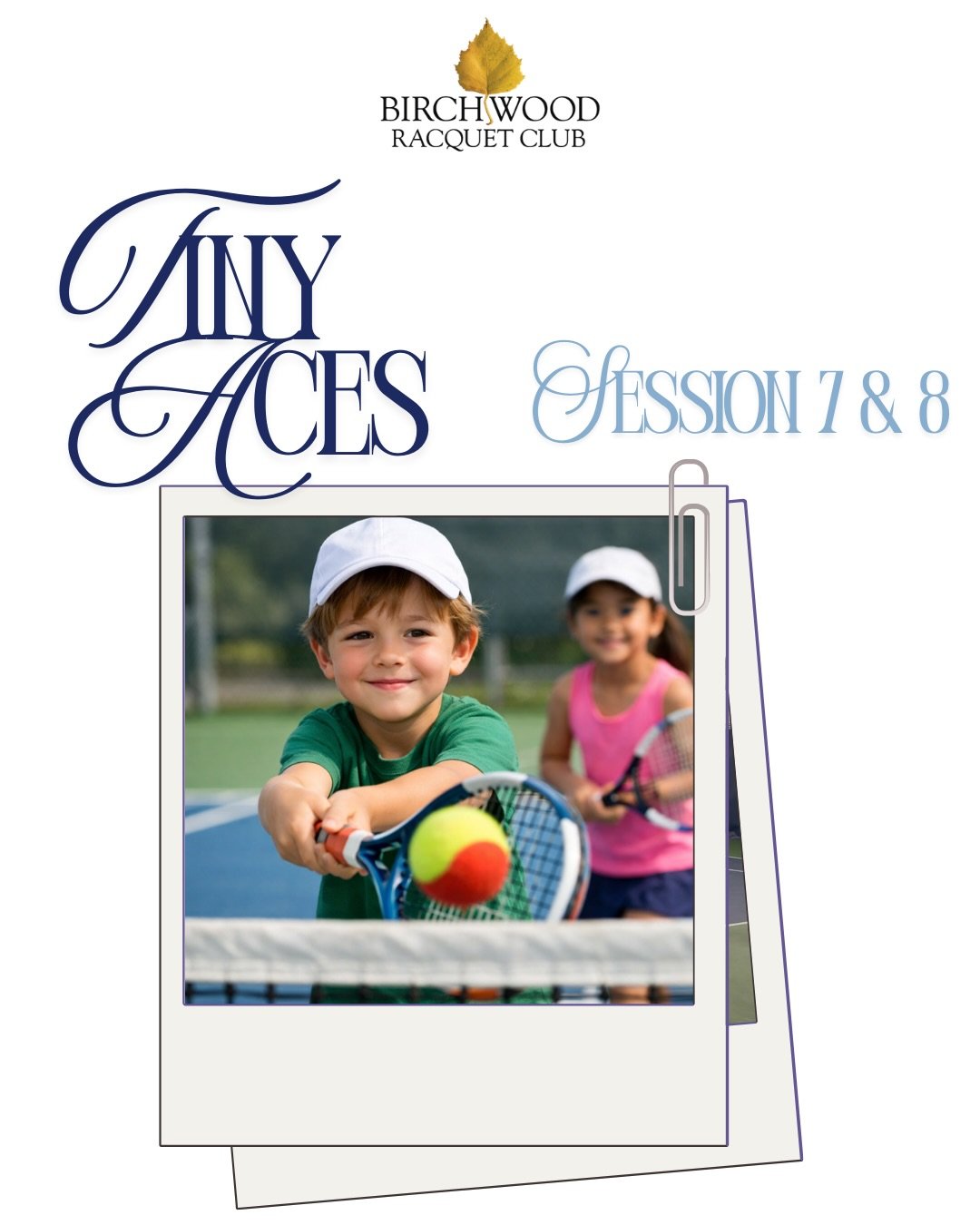 Tiny Aces Sessions 7 &amp; 8 are now open for registration! 🎾

A fun and engaging introduction to tennis for ages 2&ndash;3, focused on movement, coordination, and confidence on the court.

📅 April &amp; May sessions
⏰ Wednesdays 10:00&ndash;11:00 