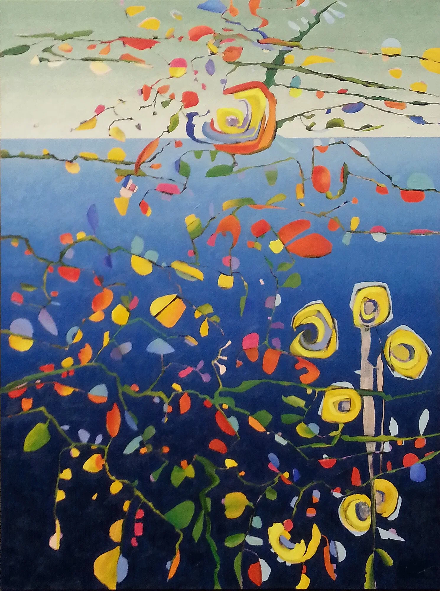 Descent into the Biotic, Flowers. 48x36 Oil canvas.jpg