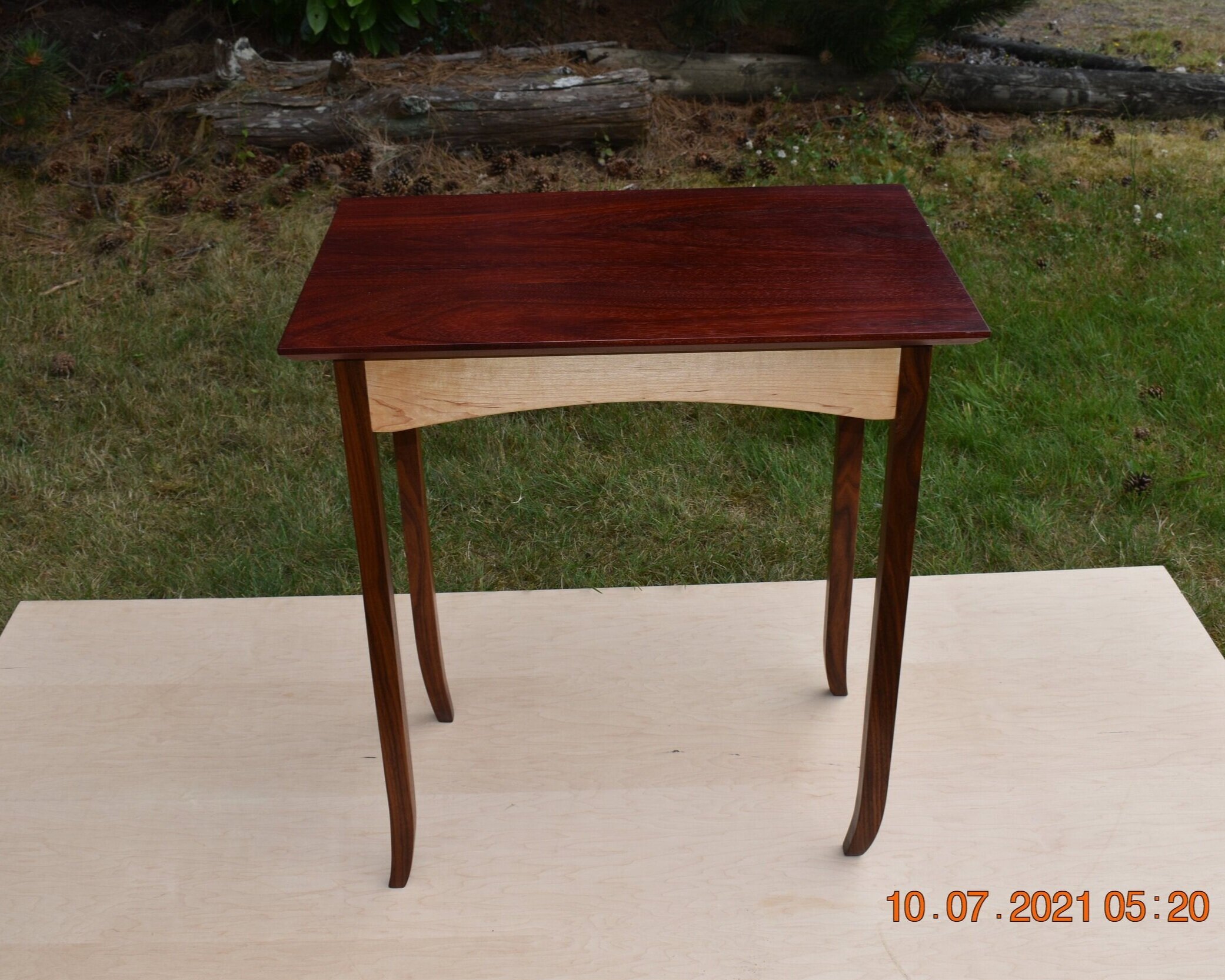 Writing Table: Walnut, Maple, and Purple Heart