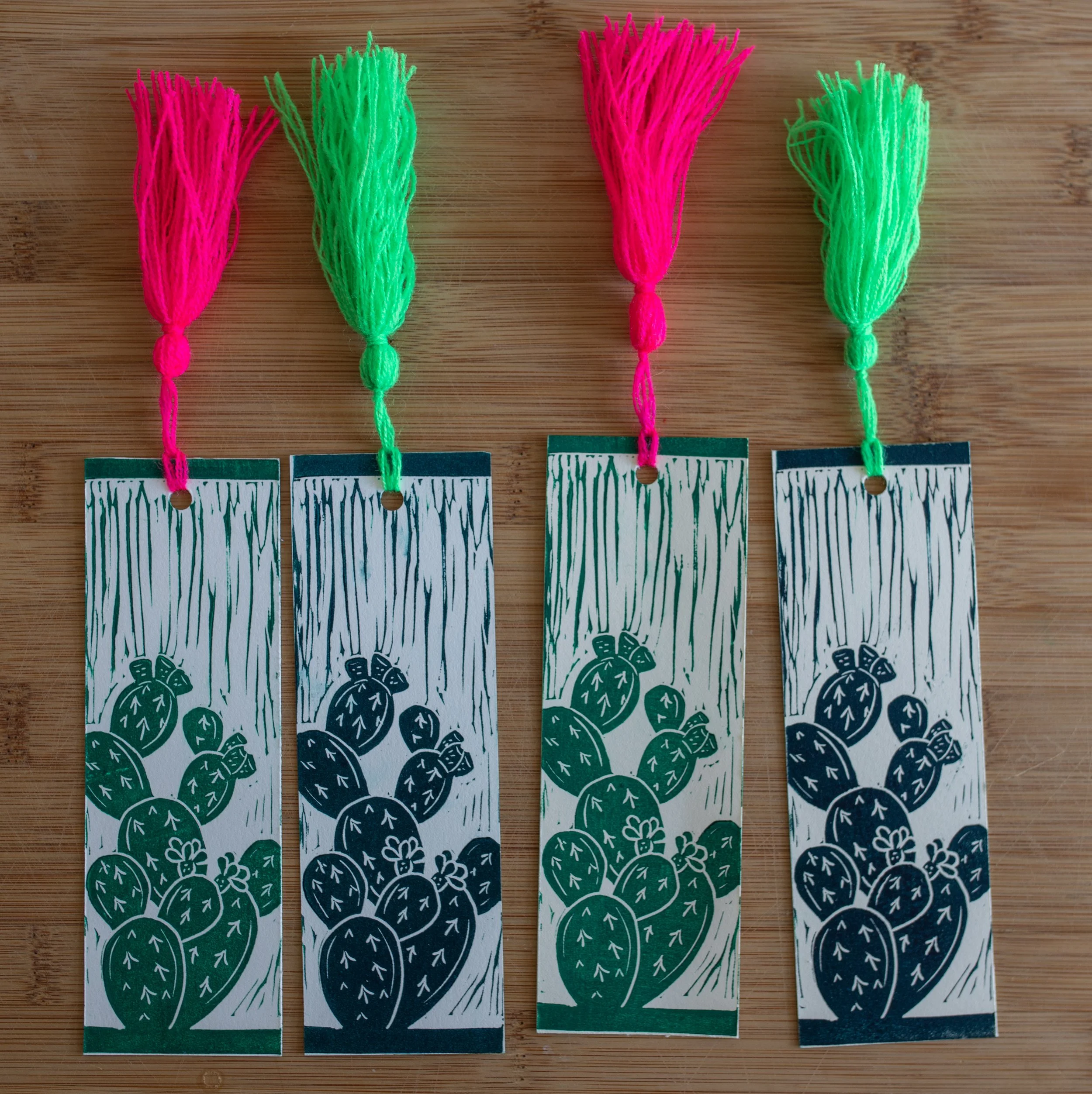 Nopalitos blockprinted bookmarks