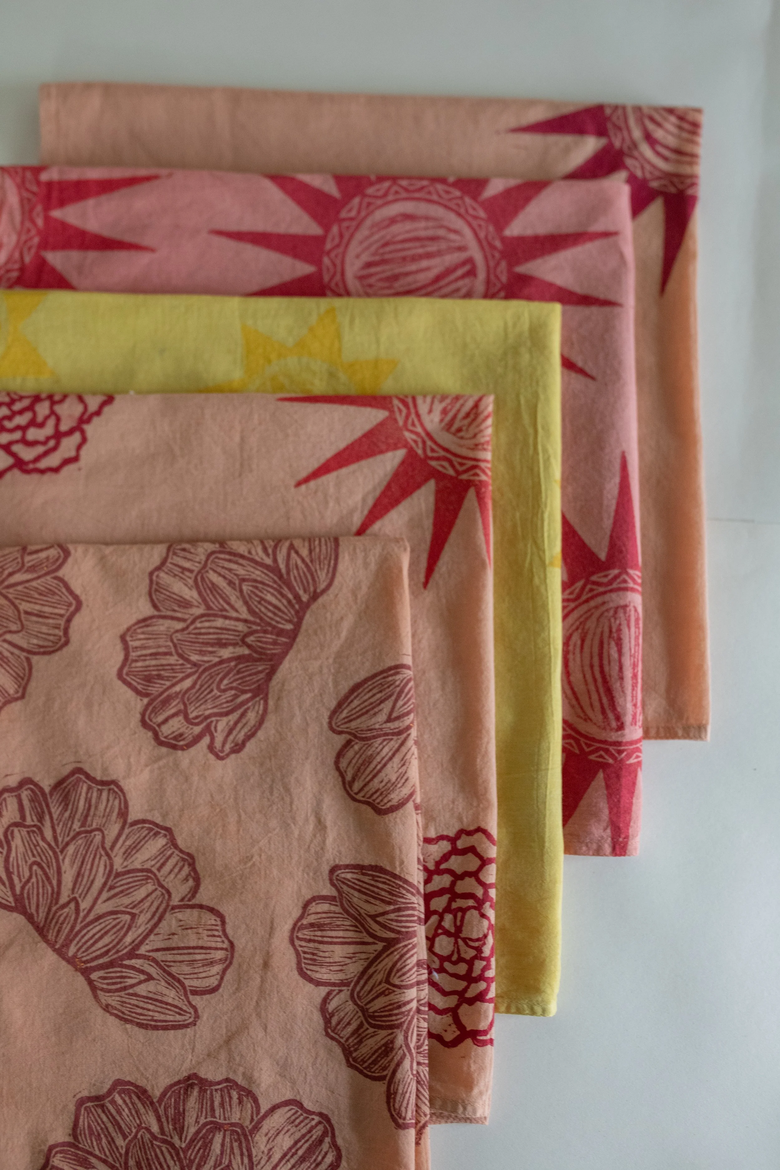 Assorted botanically dyed cotton bandanas