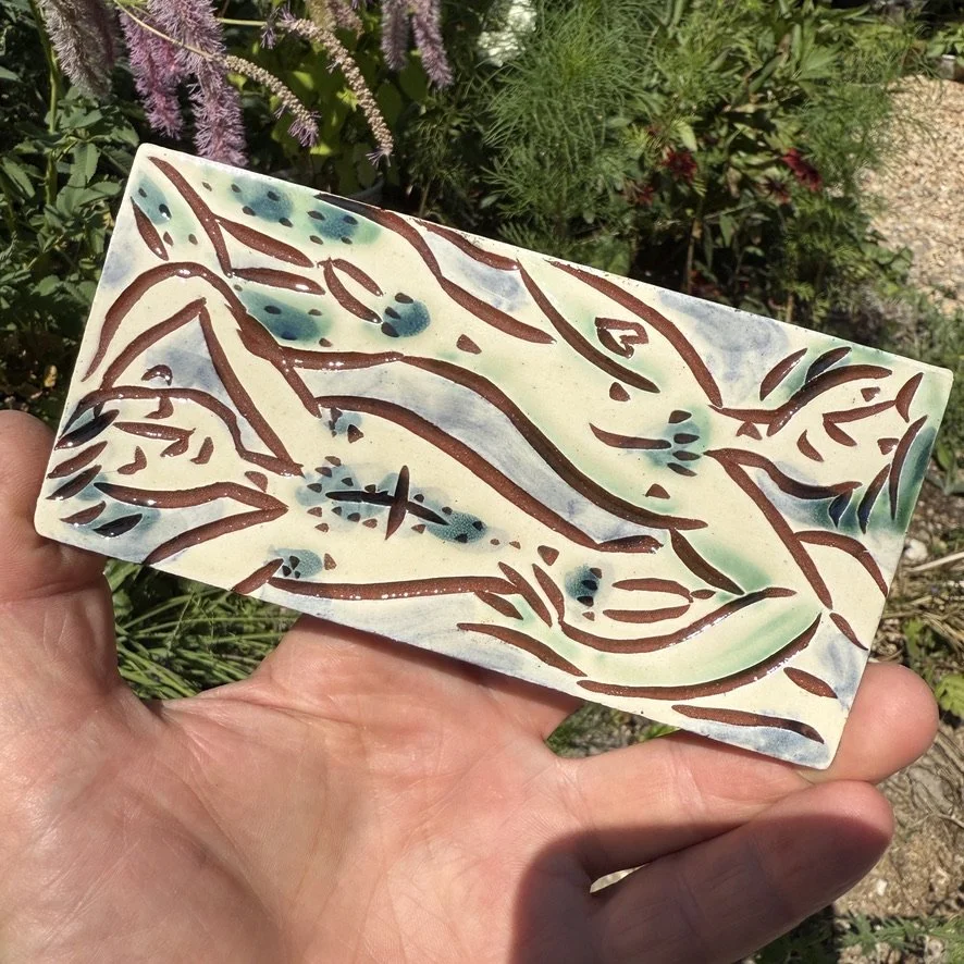 pot3024 Medium rectangular tile with bathing pals.