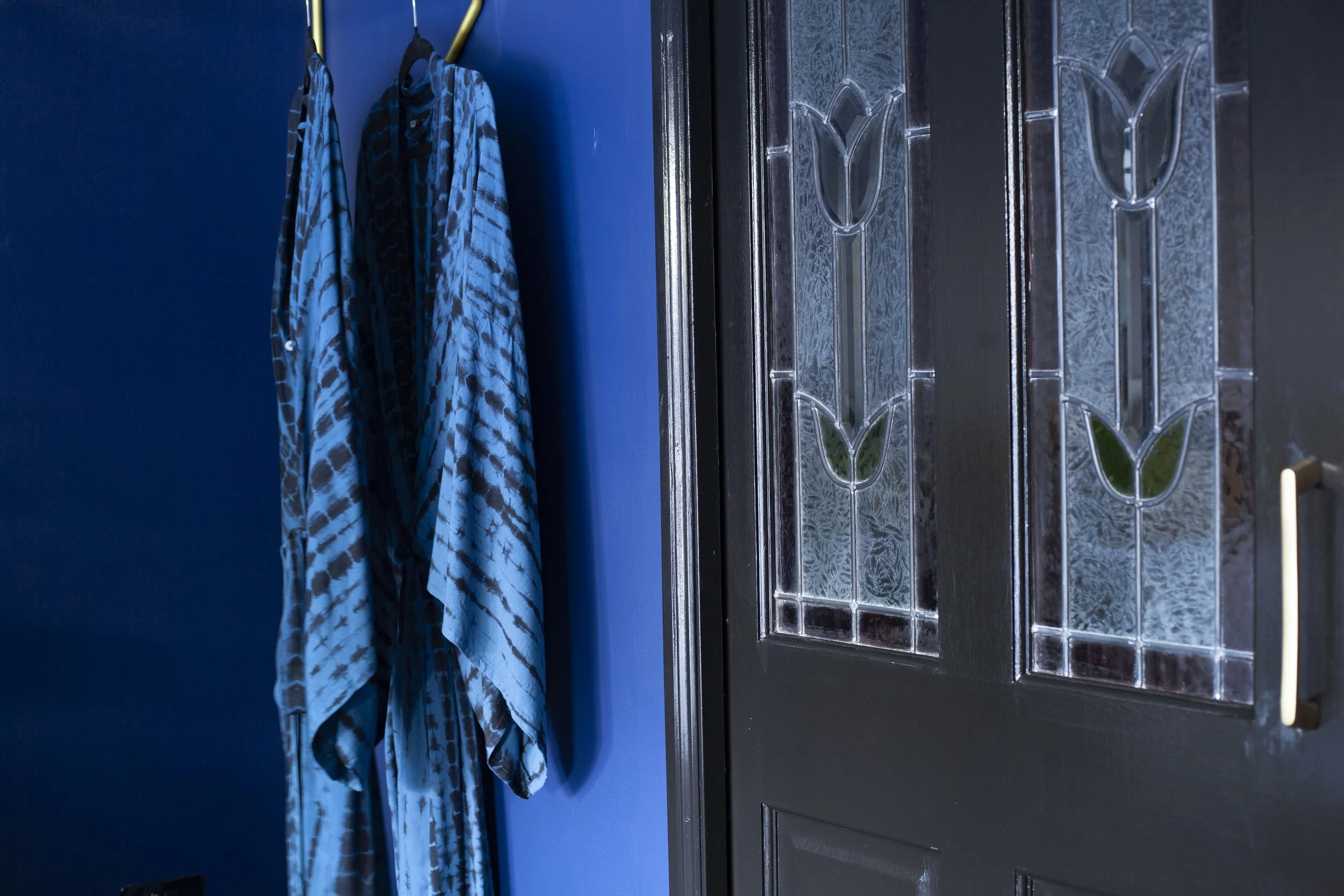 Stained glass door detail.