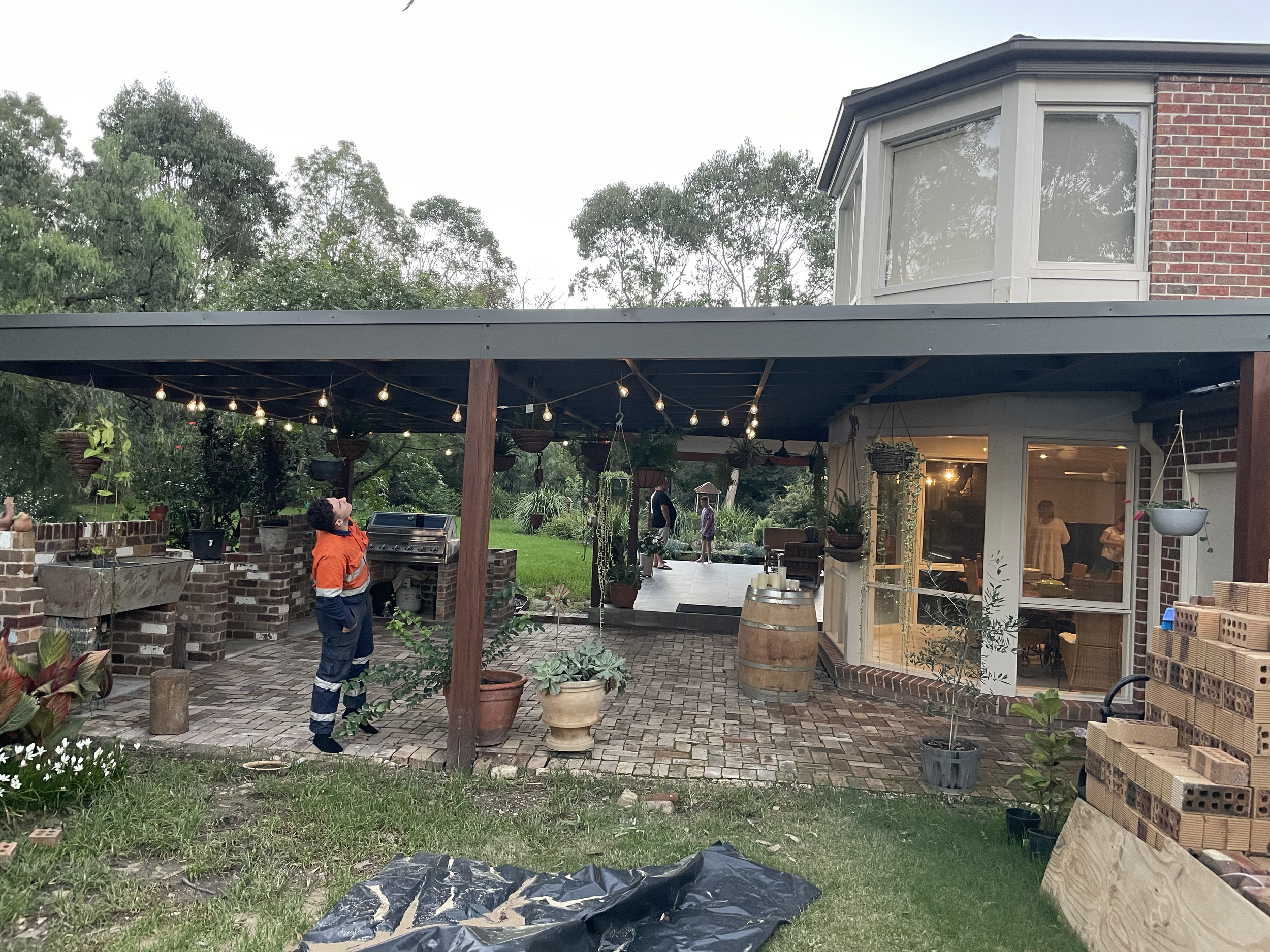 The client's really wanted to celebrate Christmas under the new pergola with the family since it would have been the first time in a long time, due to covid. These snapshots are special even though the job isn't finished because the family had their