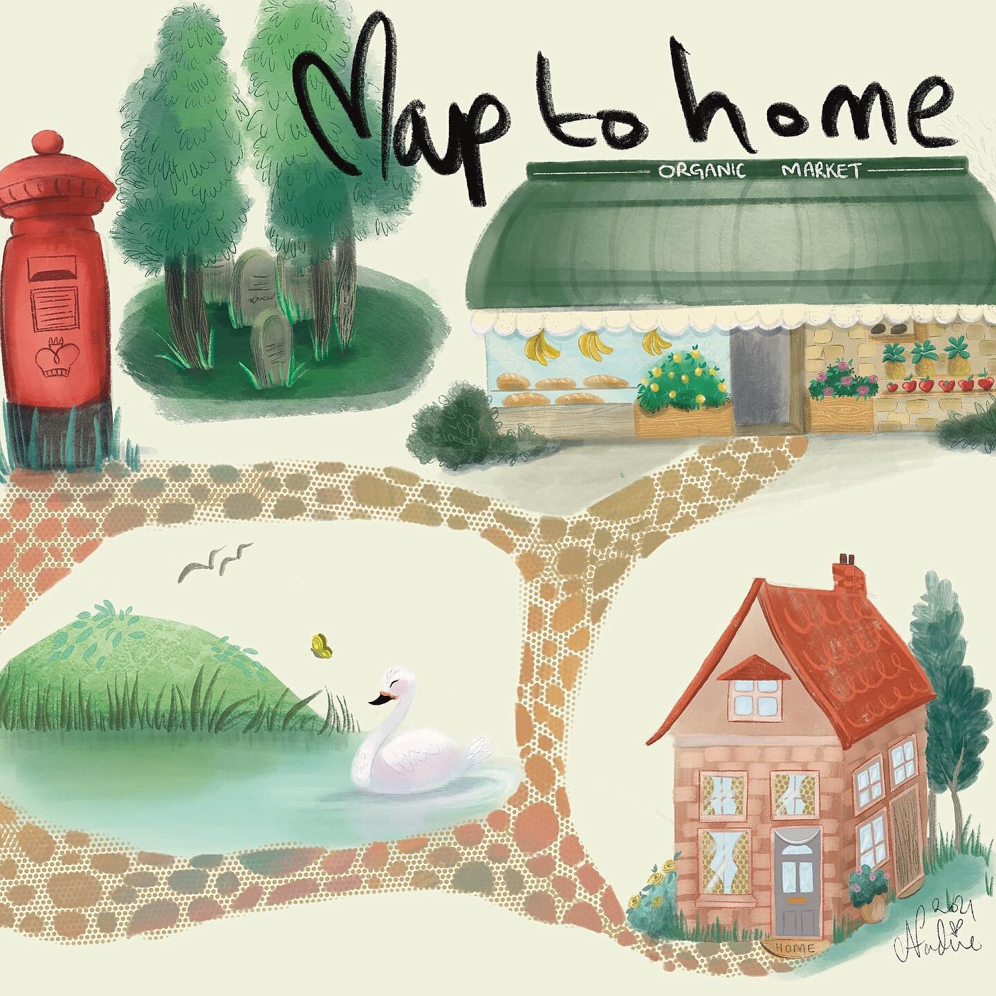 &ldquo;Map&rdquo; is the 2nd prompt in a day behind. 😩
Trying to adjust my style and let lose to work a little faster, so far not liking it much- I prefer to take a week or few days on 1 illustration rather than a few hours hehe!
.
What do you think