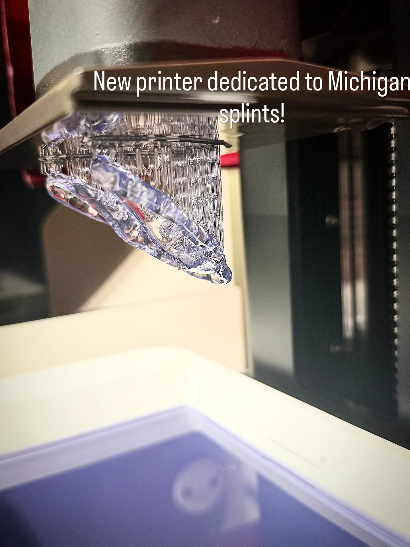 Another investment in our lab is a new Rayshspe mini. It&rsquo;s a dedicated 3d printer for splints and surgical guides for more precision and the best fits we use  Keyguide and Keysplint. Having separate vats with the different resins in means we ca