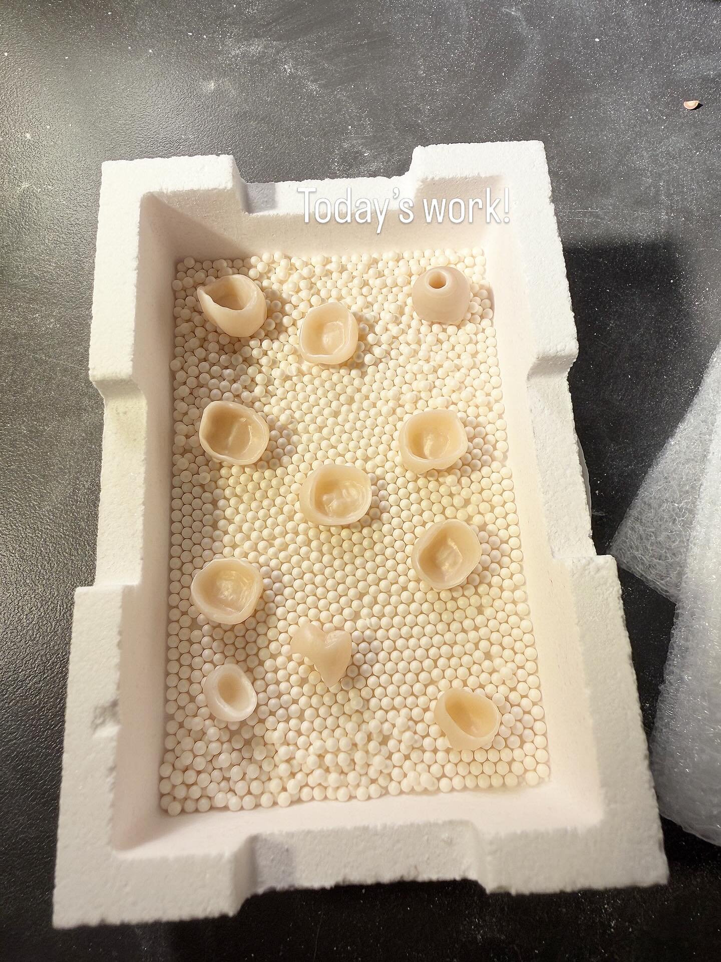 Today&rsquo;s work! A perfectly milled and sintered tray of monolithic  Zirconia crowns #monolithiczirconiacrown #vhfe5 #digitaldentistry #digitaldentallaboratory #bayviewdentalceramics