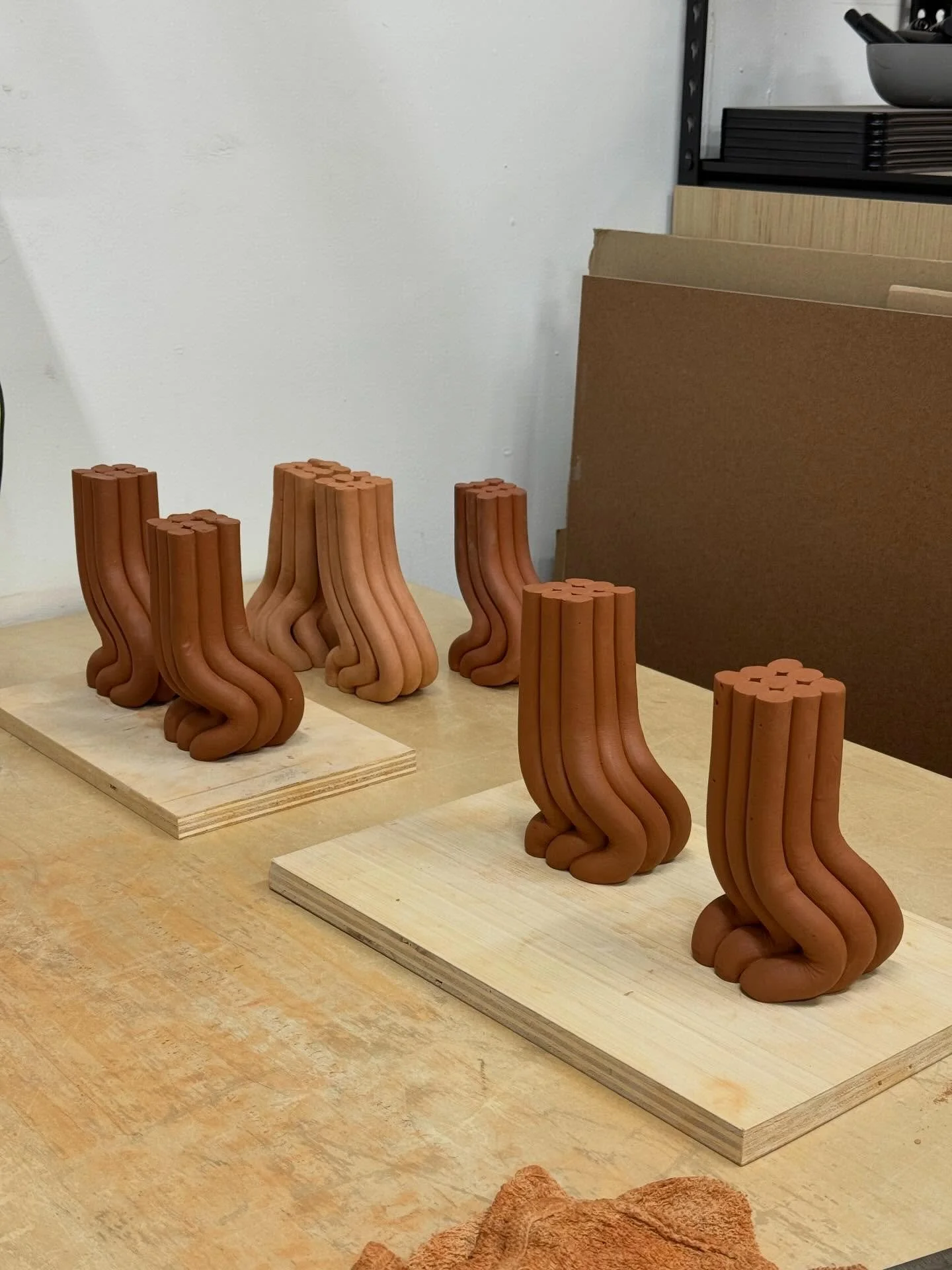 Some freshly made bookends from late last night. I really want to push both the control and lack of control I get from these small objects.