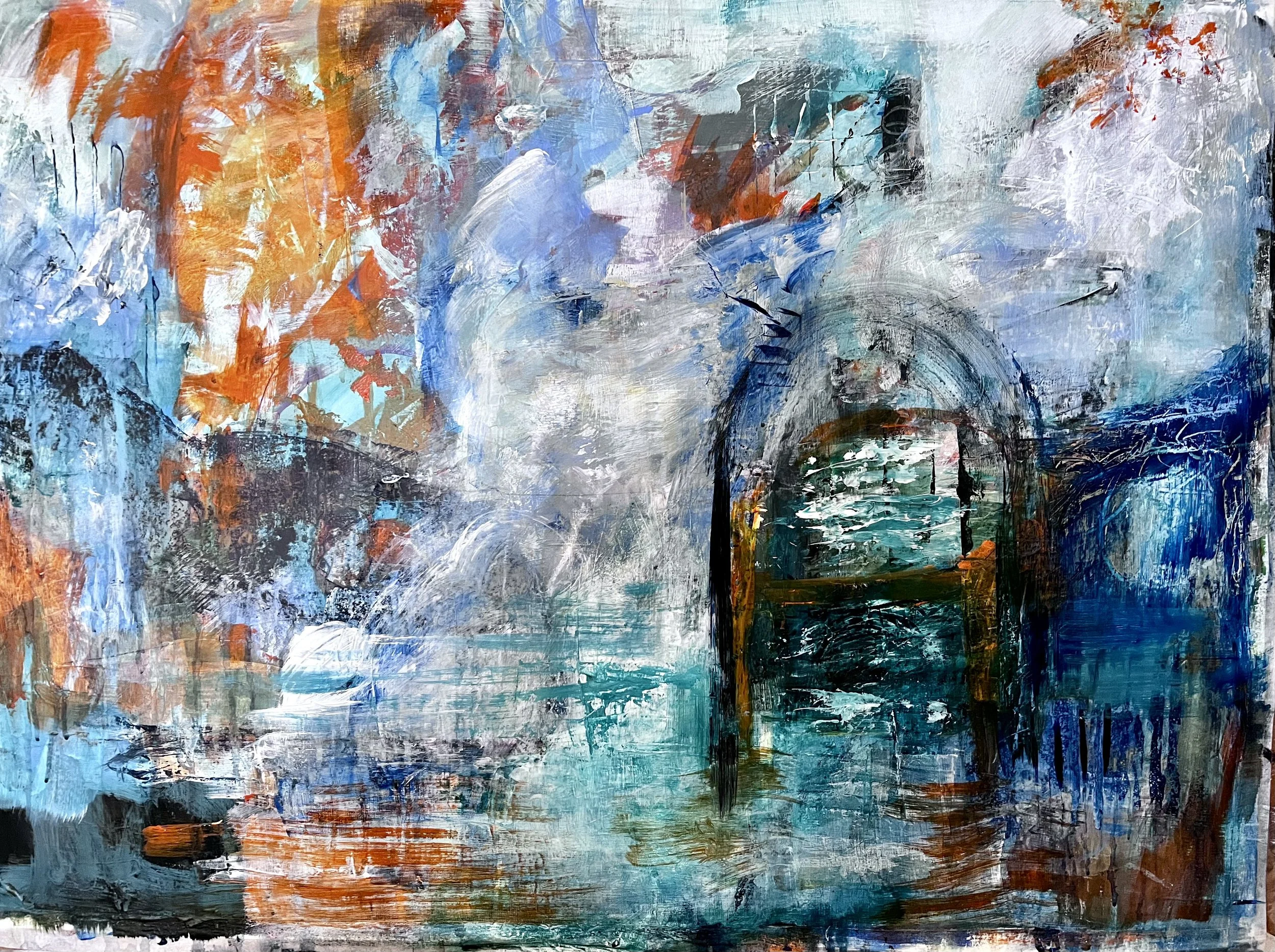 Keyhole to the Sea, acrylic, 21" x 28 1/2"