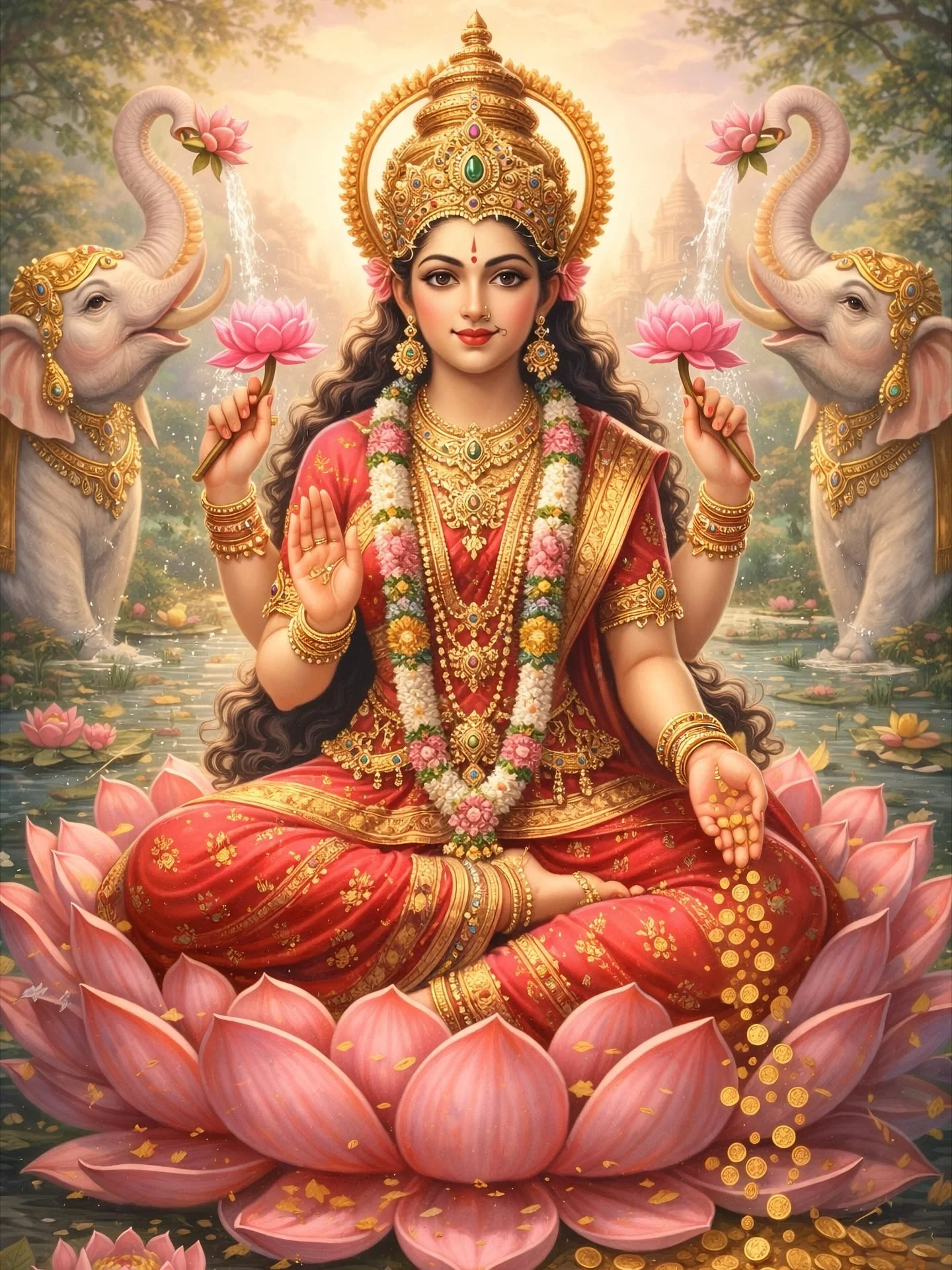 ✨Today we celebrate Goddess Lakshmi Jayanti ✨

On this sacred Phalguna Purnima, we honor the celestial birth of Goddess Lakshmi the luminous Mother of all abundance, beauty, harmony and grace.

She emerged under this holy full moon rising through the