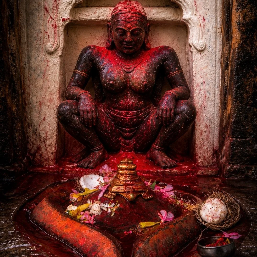 The Shri Kamakhya Yantra 💖 is a manifestation of Shakti, the Divine Feminine Energy in Hindu Tantra.

Its geometric design symbolizes the union of consciousness and creative energy, the primordial source of all existence. At its center appears the G