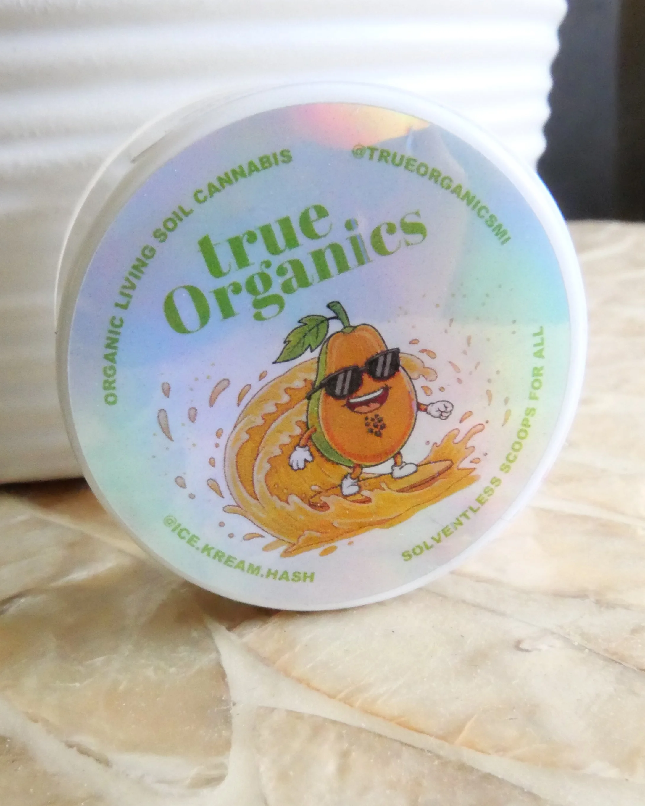 True Organics x Ice Kream Hash Co Papaya Juice Rosin Lid