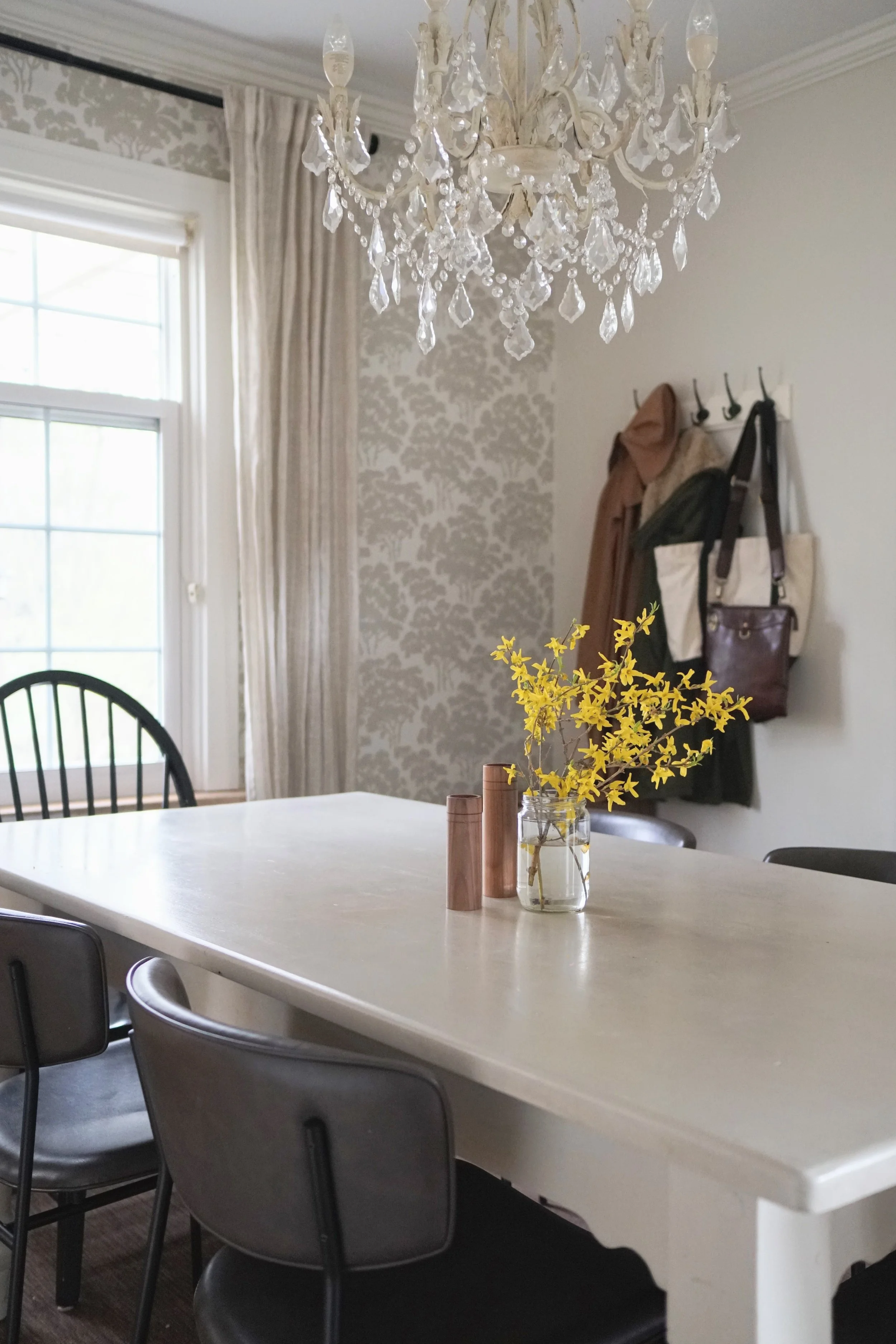 Hand painted wallpaper dining room - Cheryl Lee Interiors