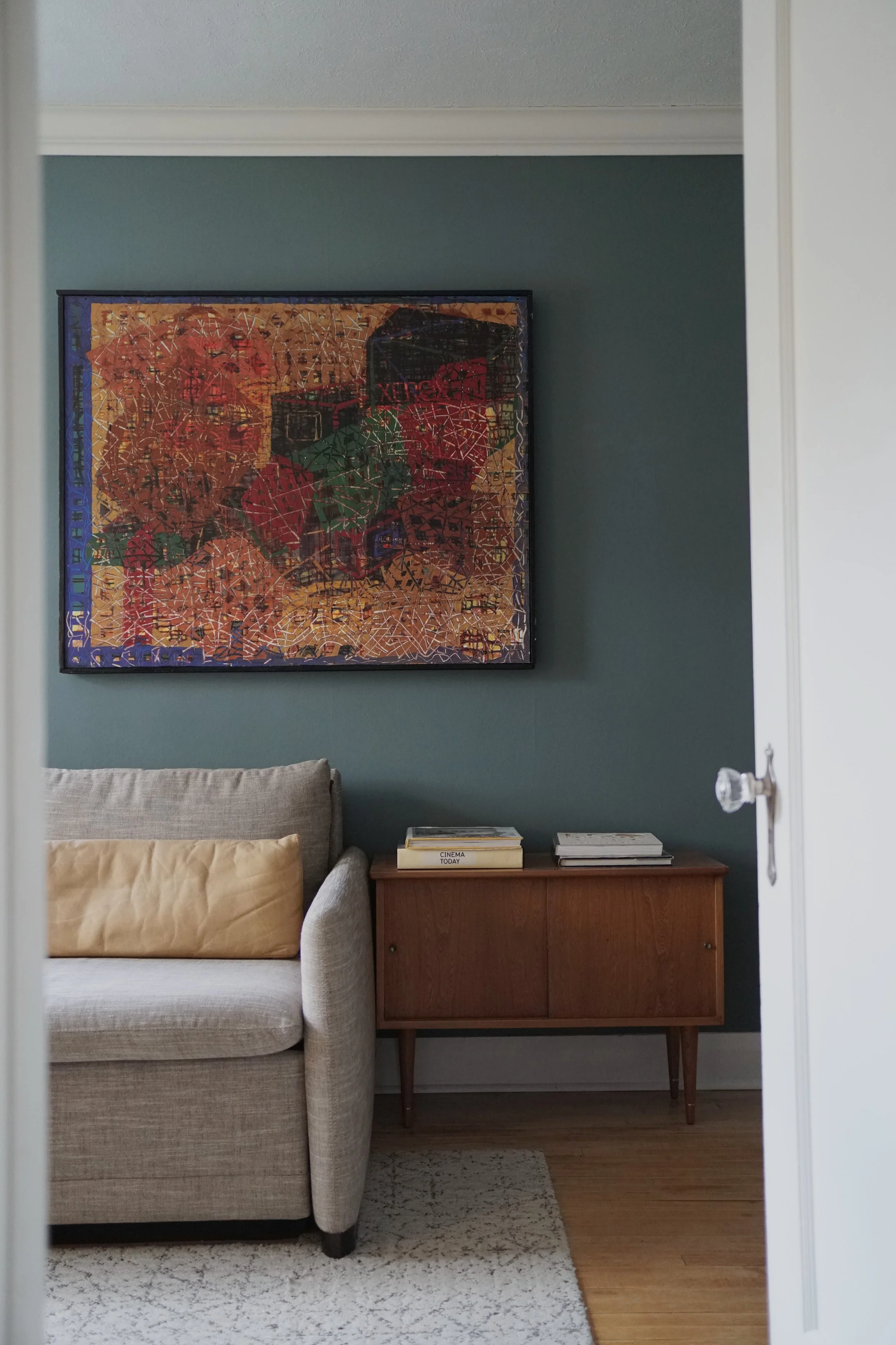 Green blue gray wall colour office - Cheryl Lee Interiors 