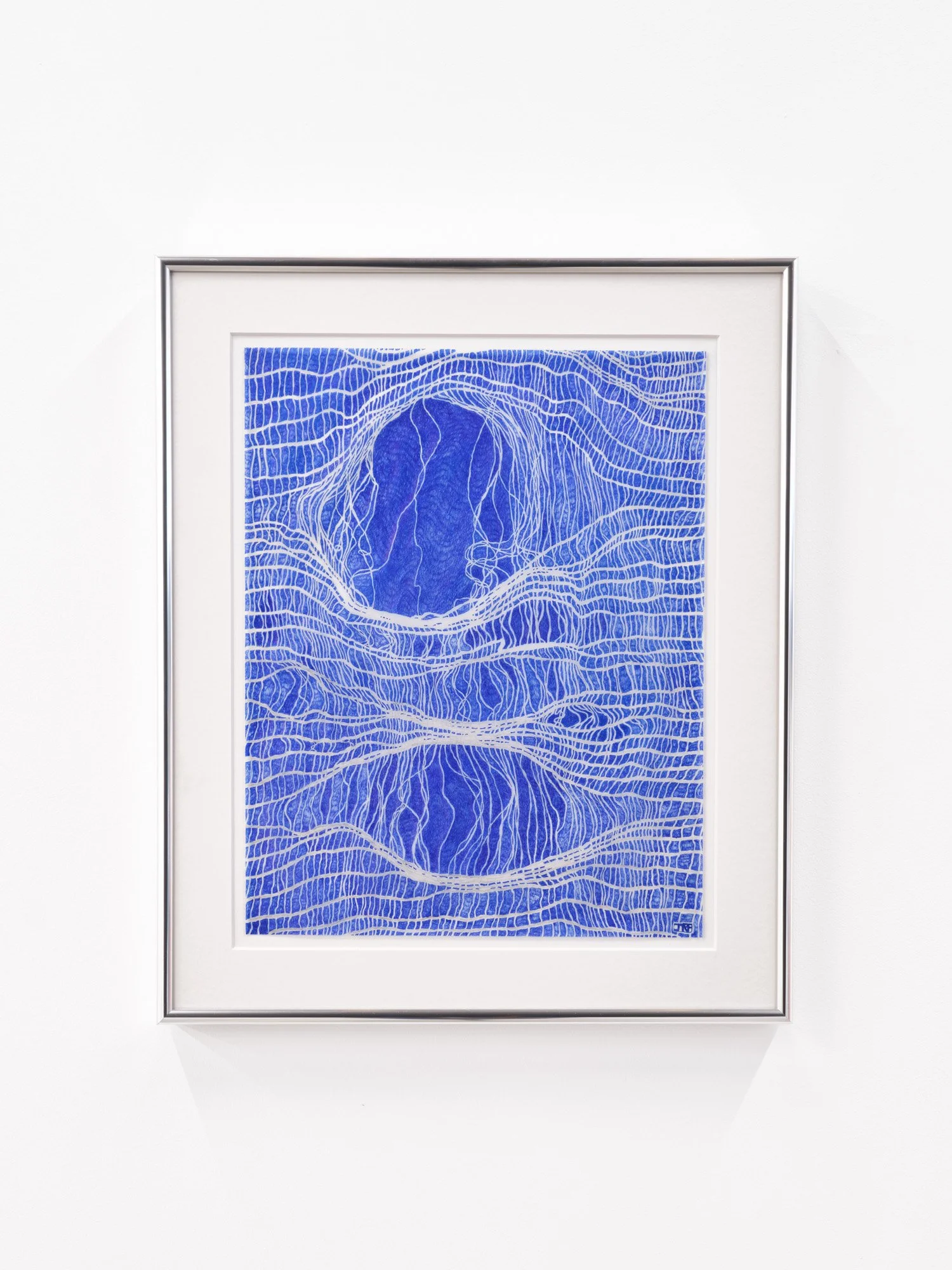   torn linen , 2025  Ballpoint pen on vellum  11 x 14 inches 