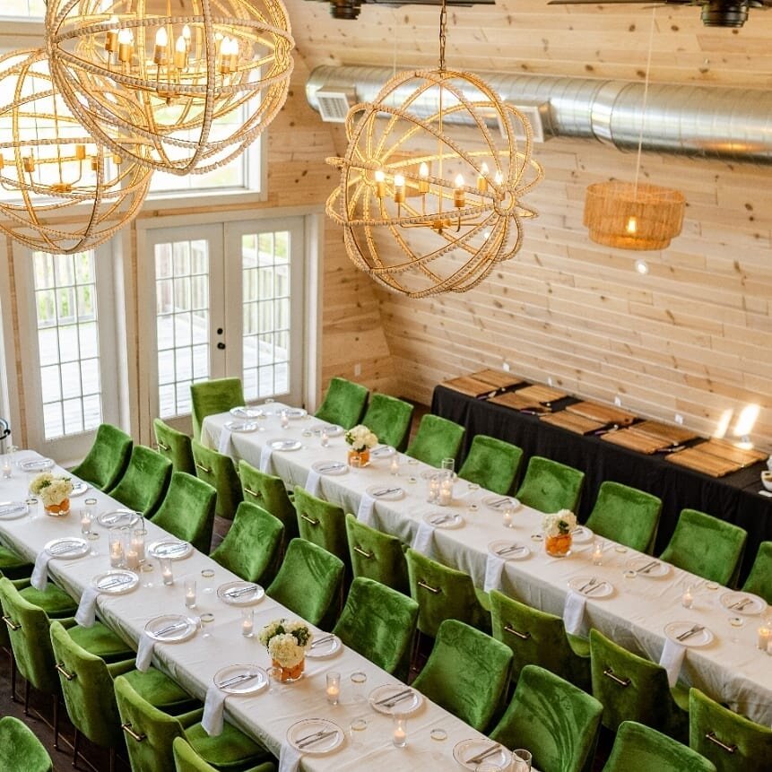 This is The Hayloft, created for rehearsal dinners, and designed to be a jaw-dropper. 

Tonight, Kim and Andrew hosted their family and friends in this room to formally begin their wedding event. 

There was gourmet pizza (our prosciutto and fig pizz