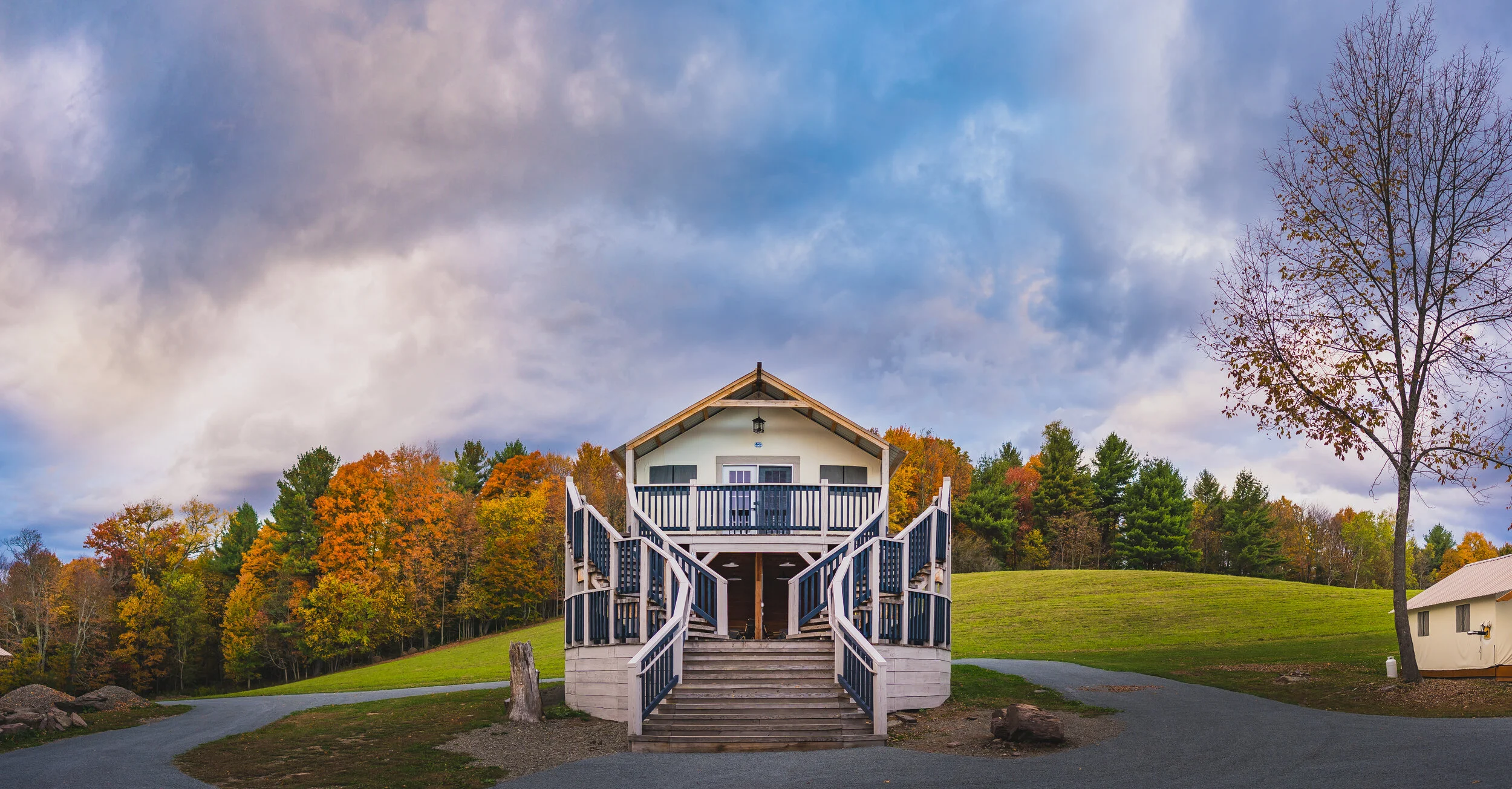 Outdoor Aerial Views of Gilbertsville Farmhouse, New York's Premier