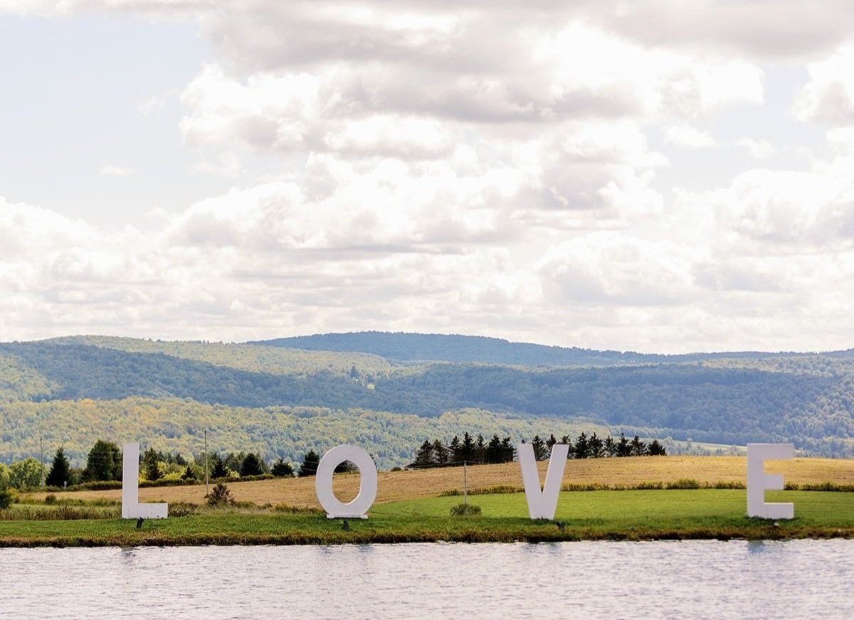 Life-Sized LOVE Letters at Gilbertsville Farmhouse, NY Weekend Retreats