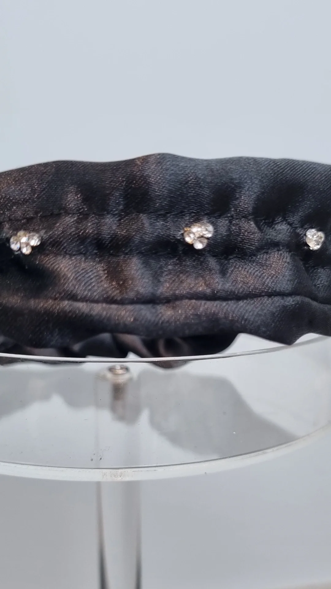 Black Satin headband & diamante studs