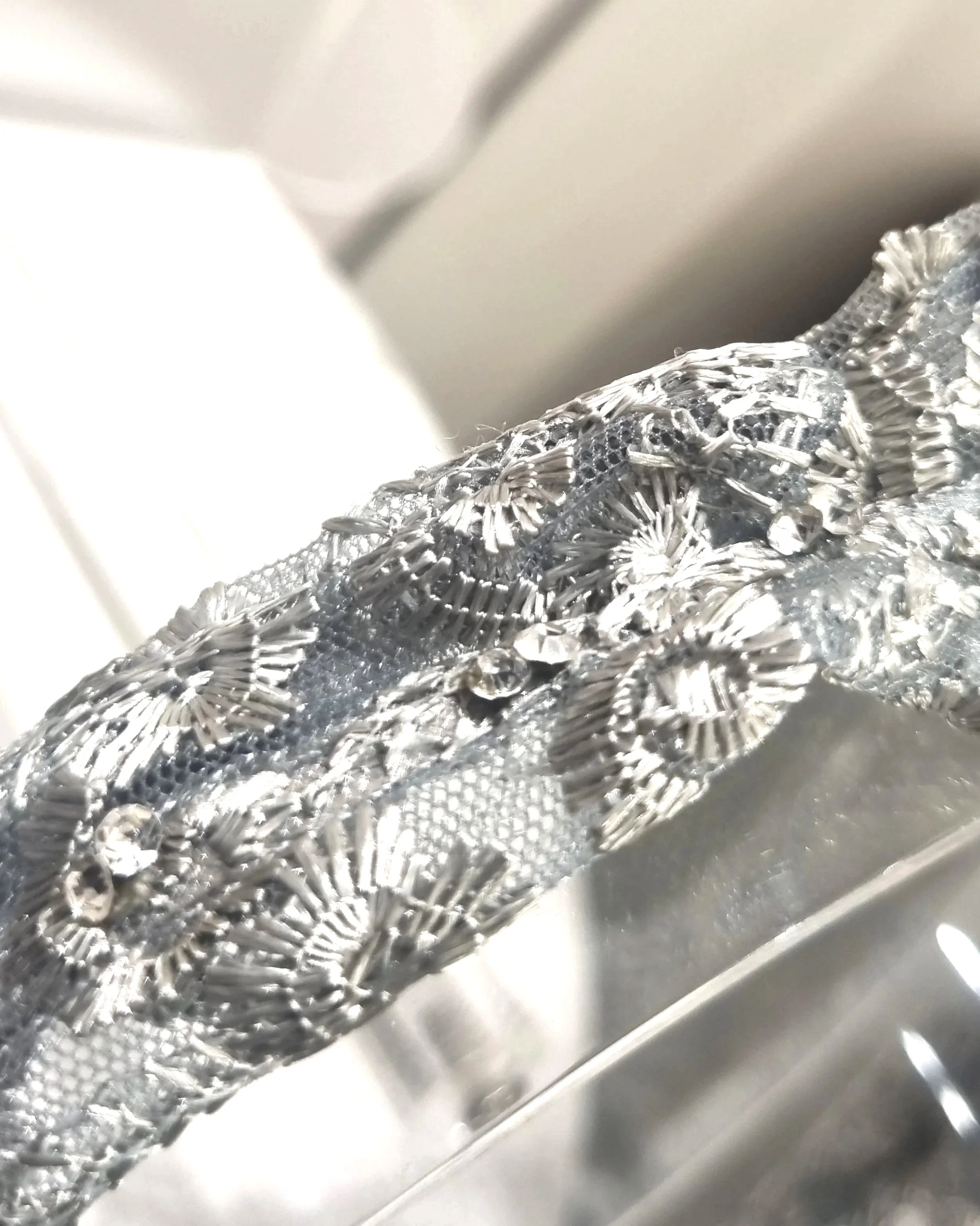 silverheadband headband silver wrap couture bespoke