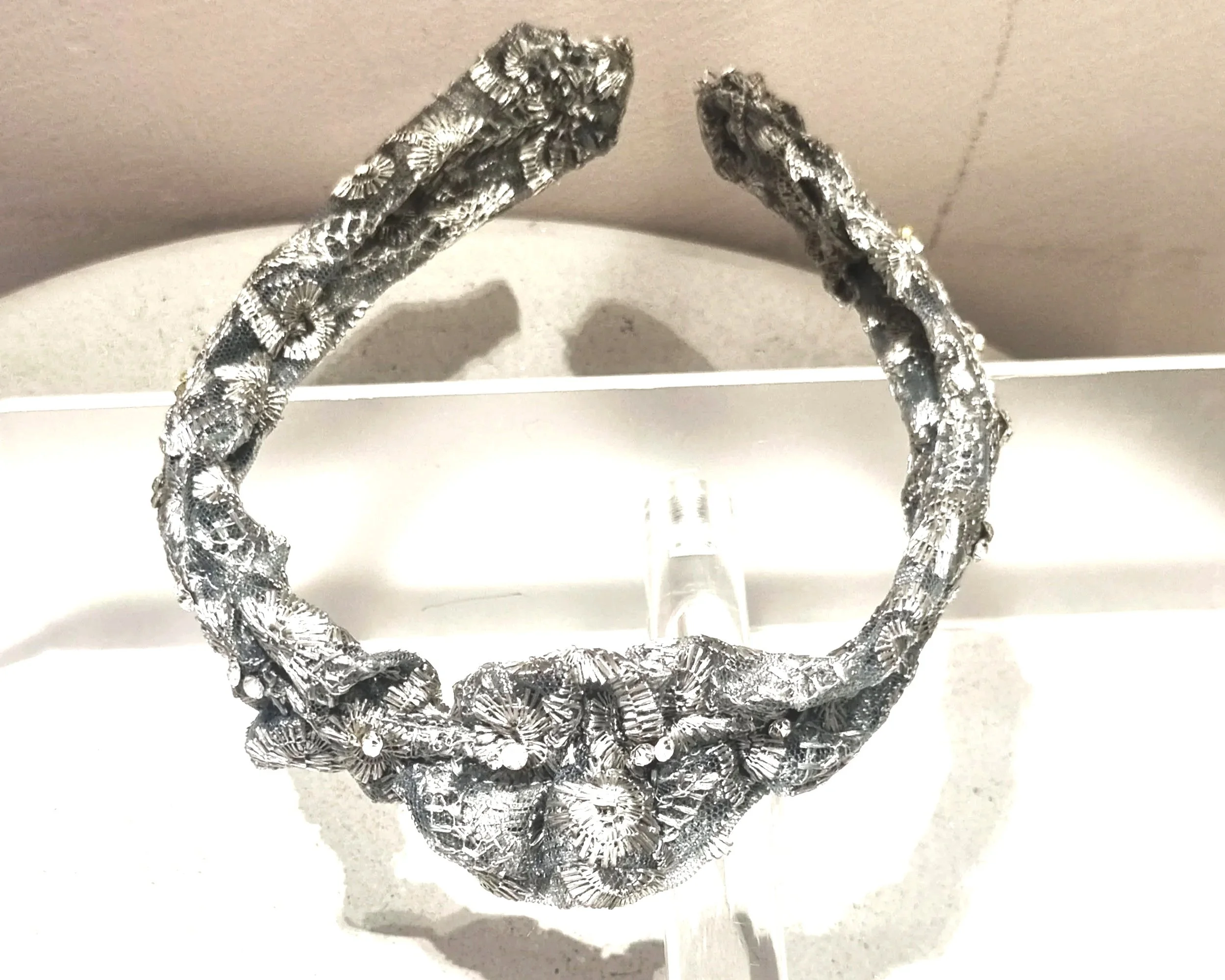 silverheadband headband silver wrap couture bespoke
